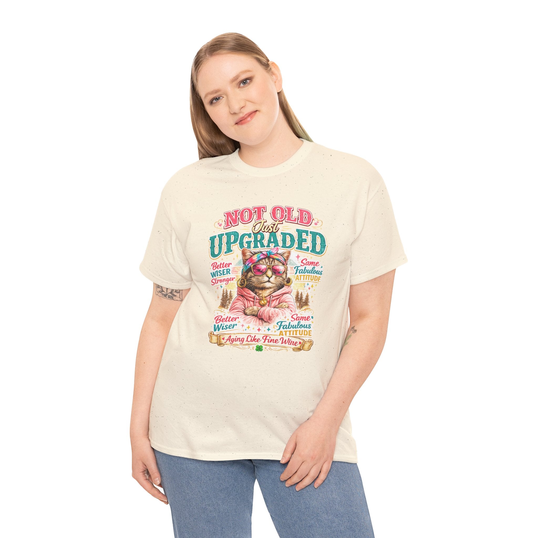 Not Old Just Upgraded Cat T-Shirt | Funny Cat Lover Tee | Vintage Birthday Shirt | Cute Kitty Graphic Tee | Gift for Cat Mom | Cat Lover Gift