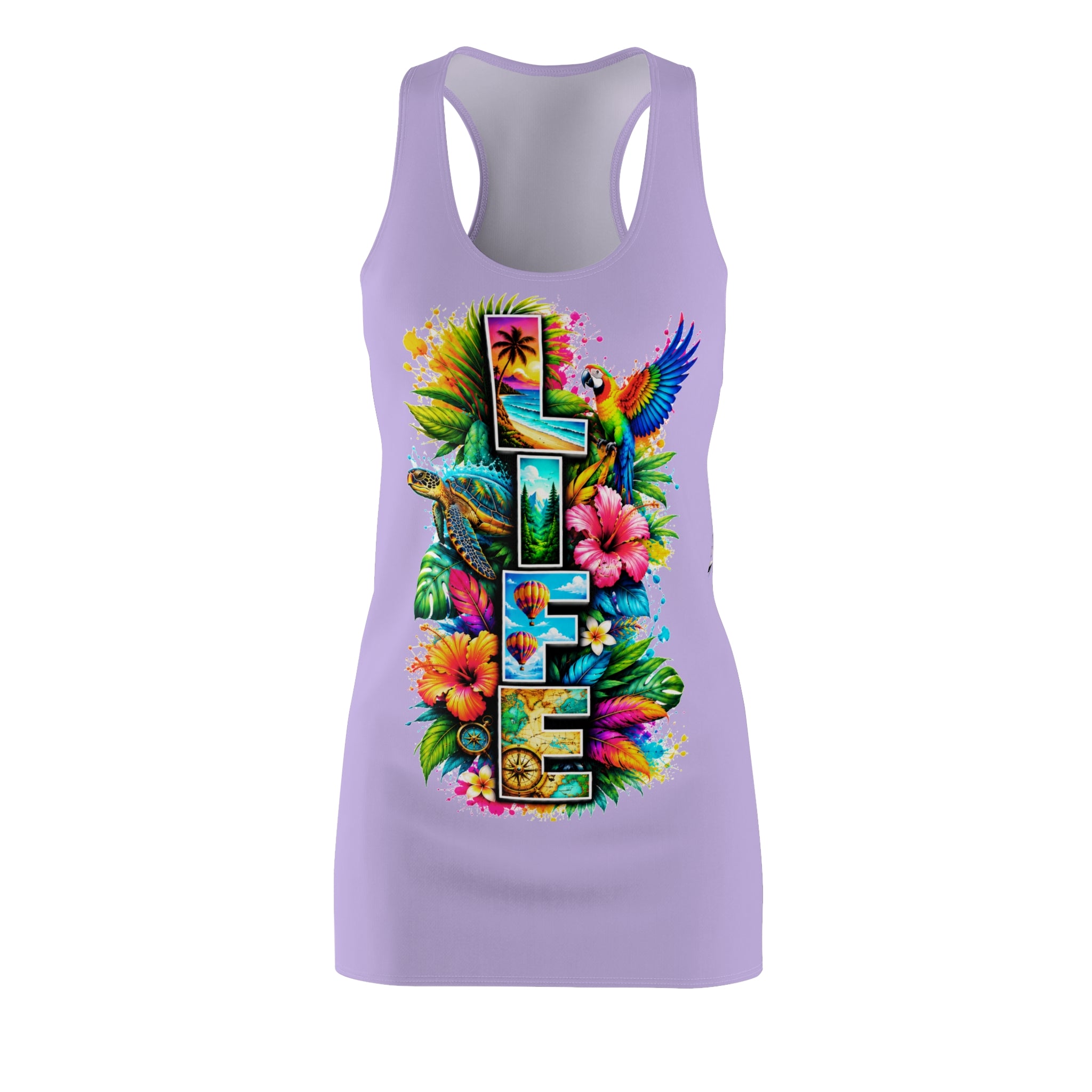 Racerback Dress — Tropical "LIFE" Floral Print