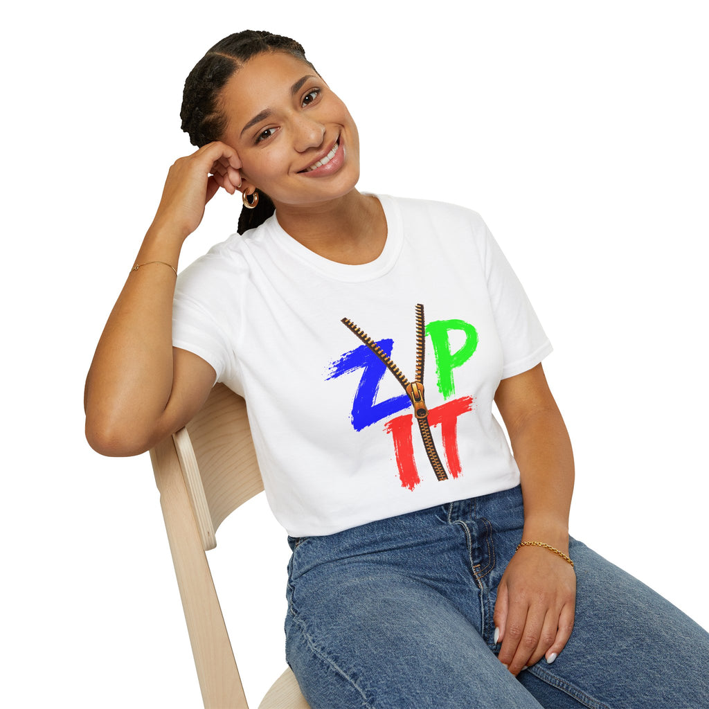 Zip It T-Shirt — Bold Color Zipper Graphic Tee