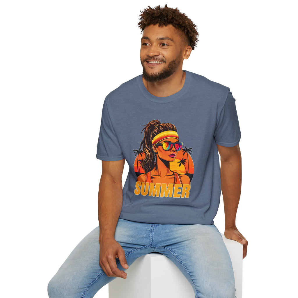 Summer Retro Graphic T-Shirt — 'SUMMER' Beach Babe Palm Tree Tee