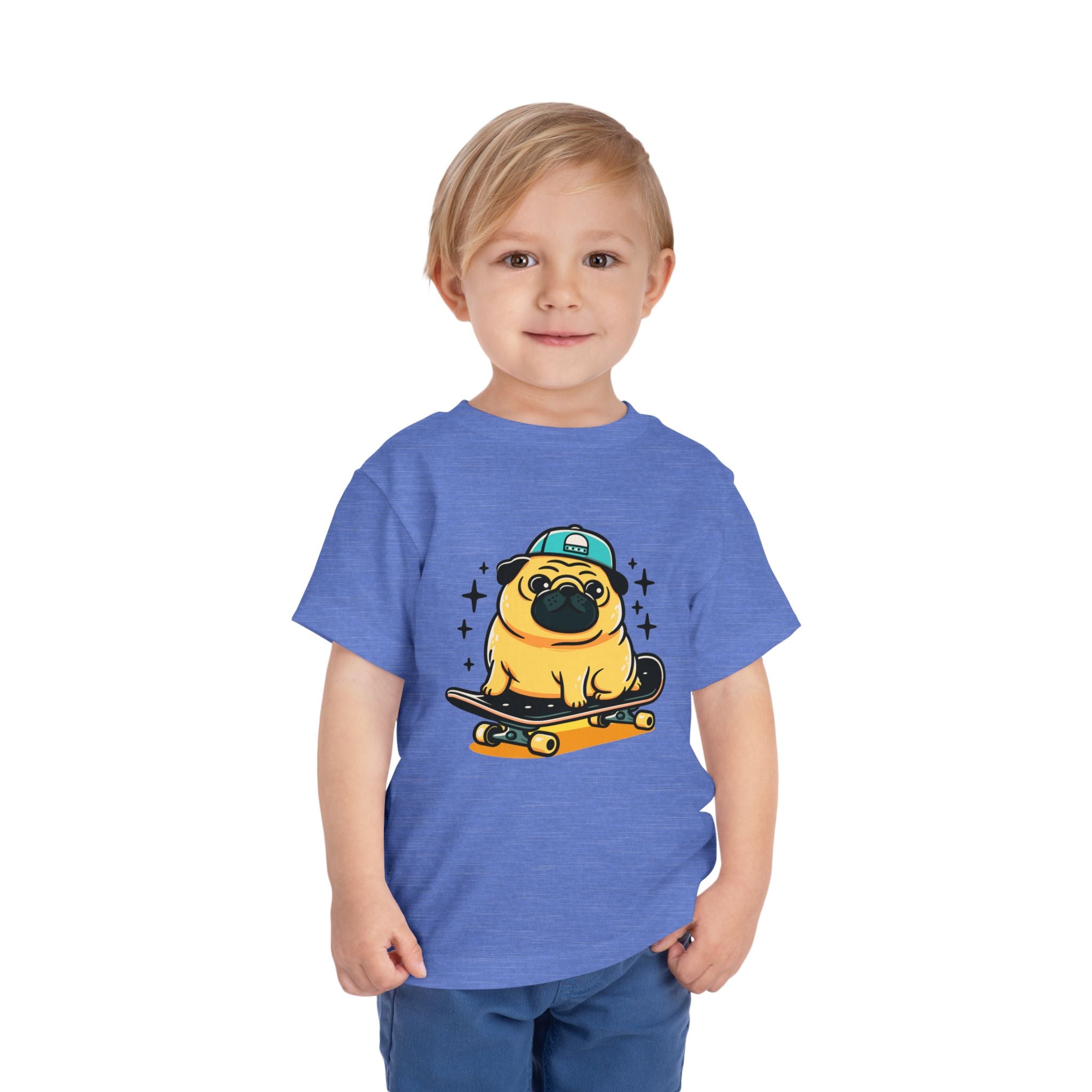 Toddler Tee — Cute Skateboarding Pug Graphic