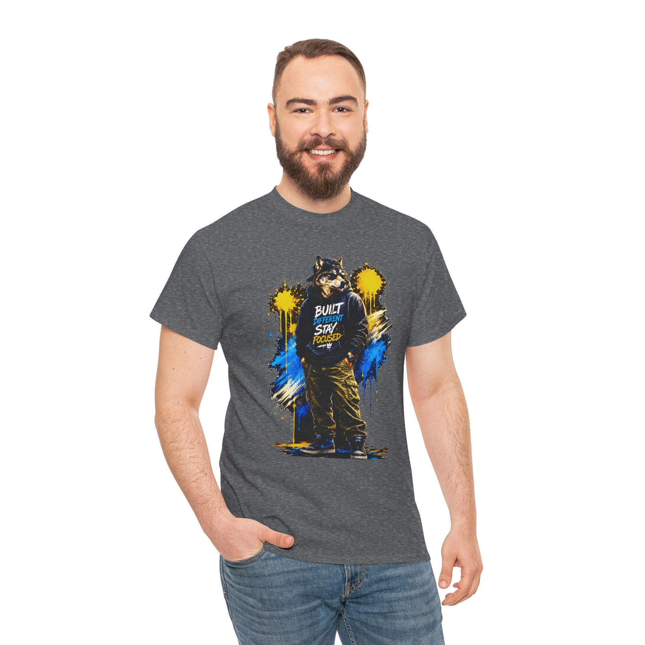 Raccoon Street Art Tee — "Built Not Born" Graphic T-Shirt