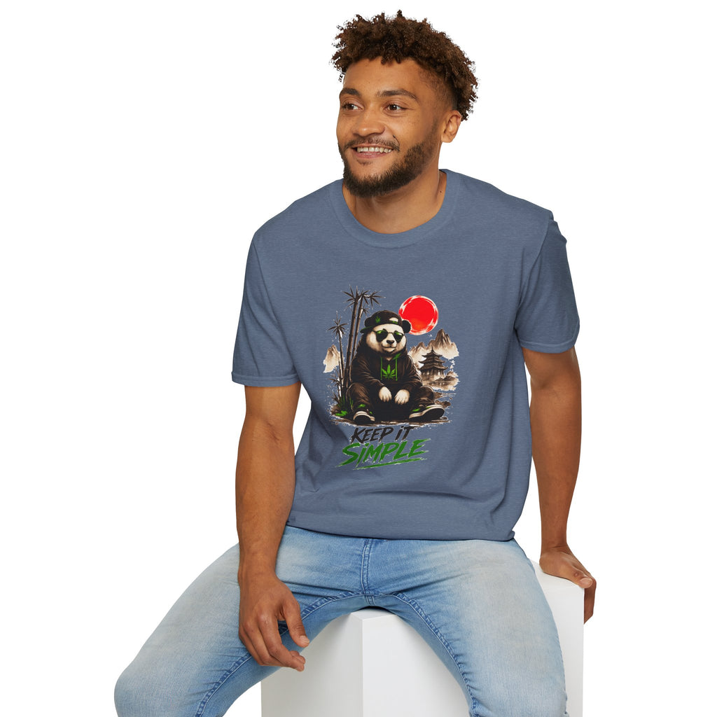 Panda Zen T-Shirt — Scenic Bamboo Bear with Red Sun