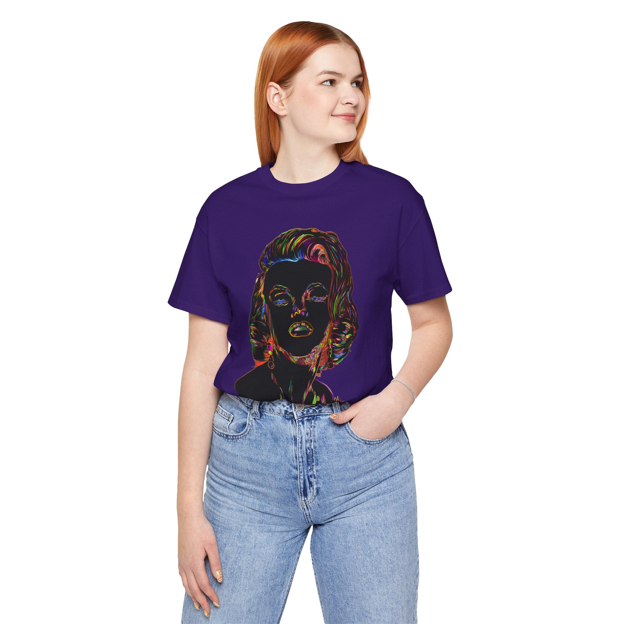Neon Pop Art Portrait T-Shirt – Retro Rainbow Graphic Tee