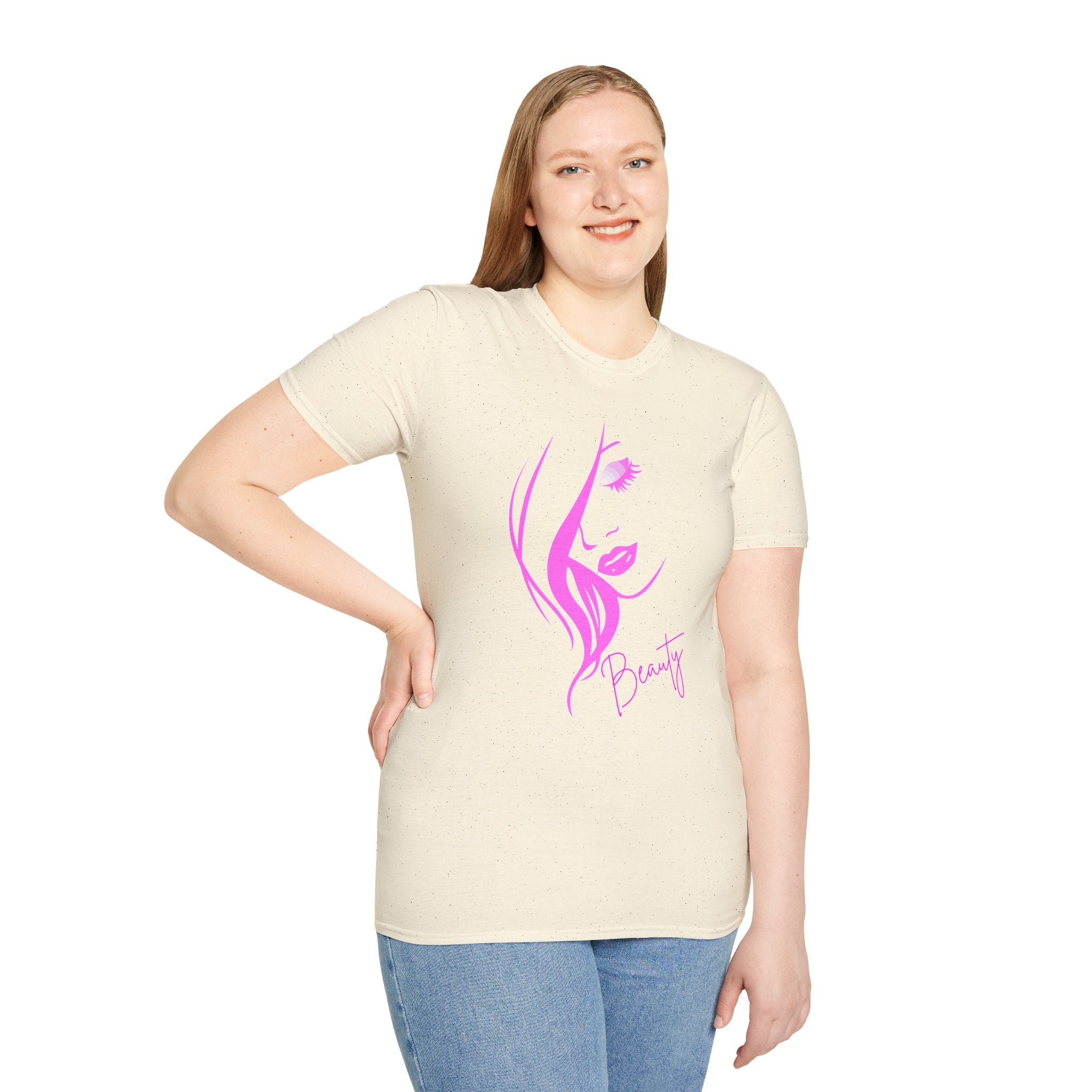 Beauty Face Line Art T-Shirt, Makeup Artist Shirt, Aesthetic Pink Graphic Tee, Gift for Women