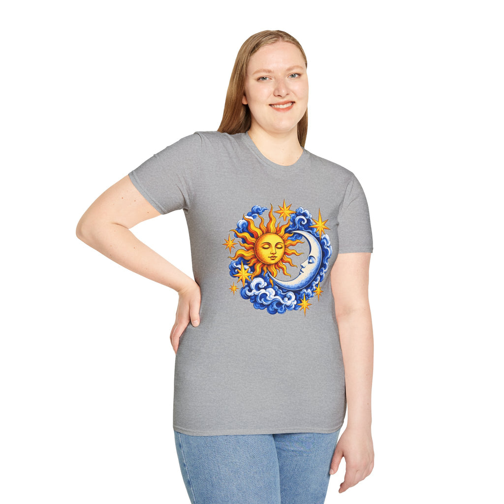 Sun and Moon Graphic T-Shirt — Celestial Boho Solar Lunar Tee