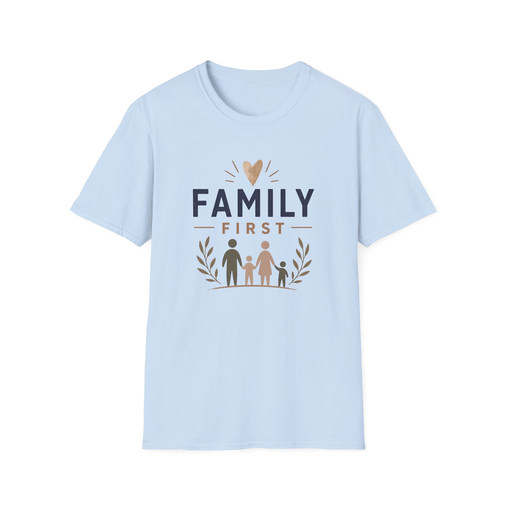 Family First T-Shirt | Matching Family Shirt | Cute Family Graphic Tee | Gift for Mom Dad Kids | Minimalist Family Shirt
