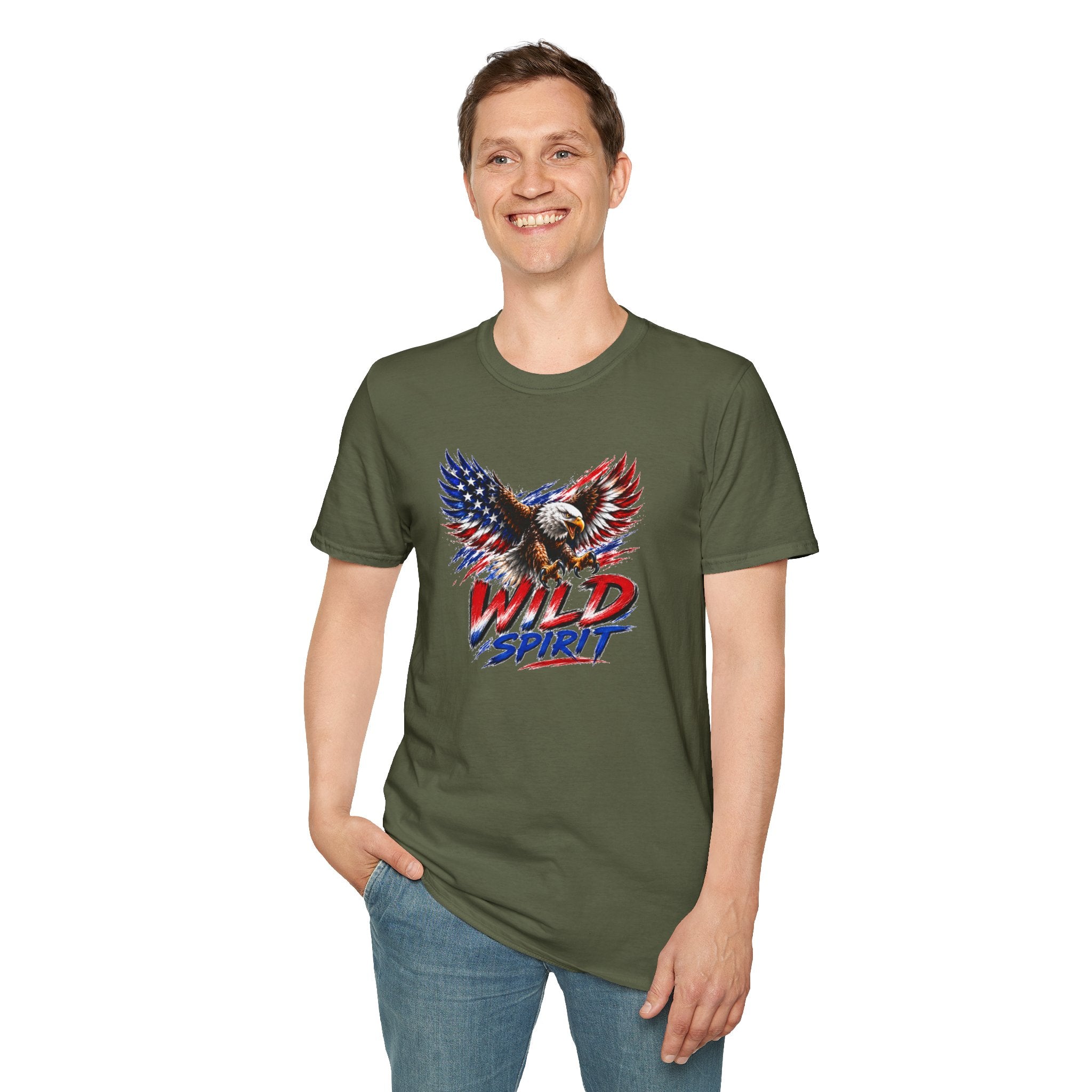 American Eagle T Shirt, Patriotic Eagle Shirt, Wild Spirit Tee, USA Flag Shirt, Fourth of July Shirt, Unisex Graphic Tee