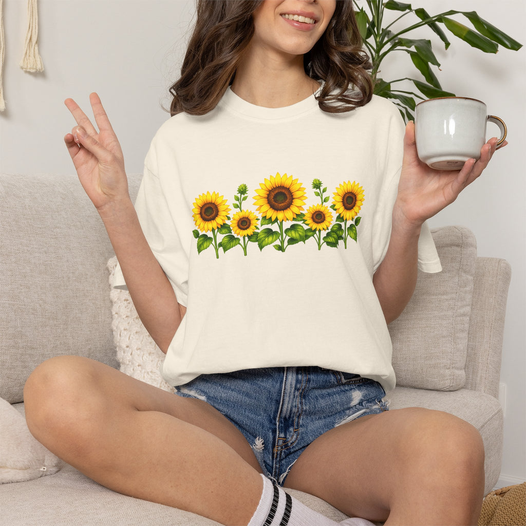 Sunflower Shirt for Women, Sunflower T-Shirt, Floral Graphic Tee, Botanical Shirt, Wildflower Tee, Comfort Colors 1717