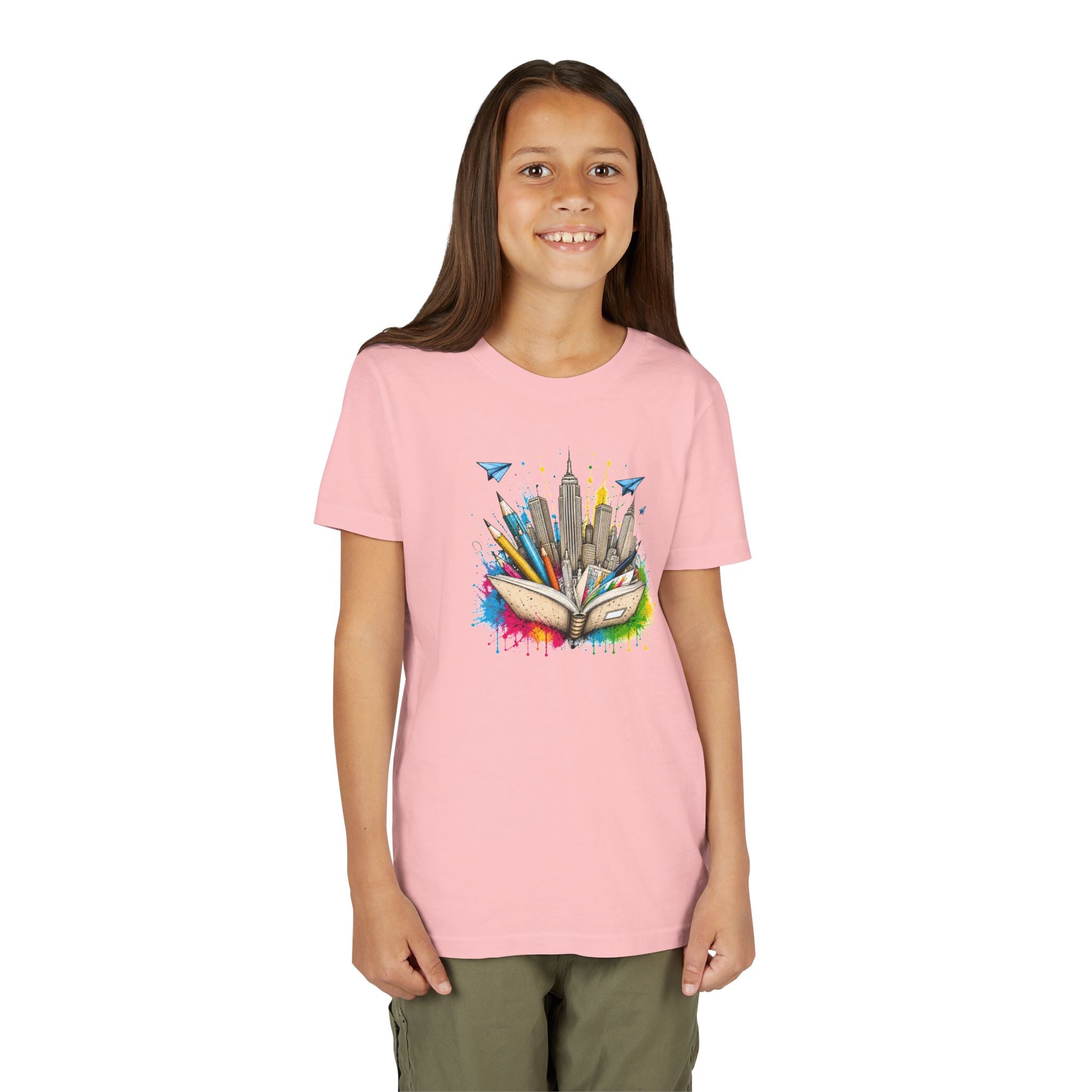 Youth Book City Tee — Colorful Reading Adventure Shirt for Kids