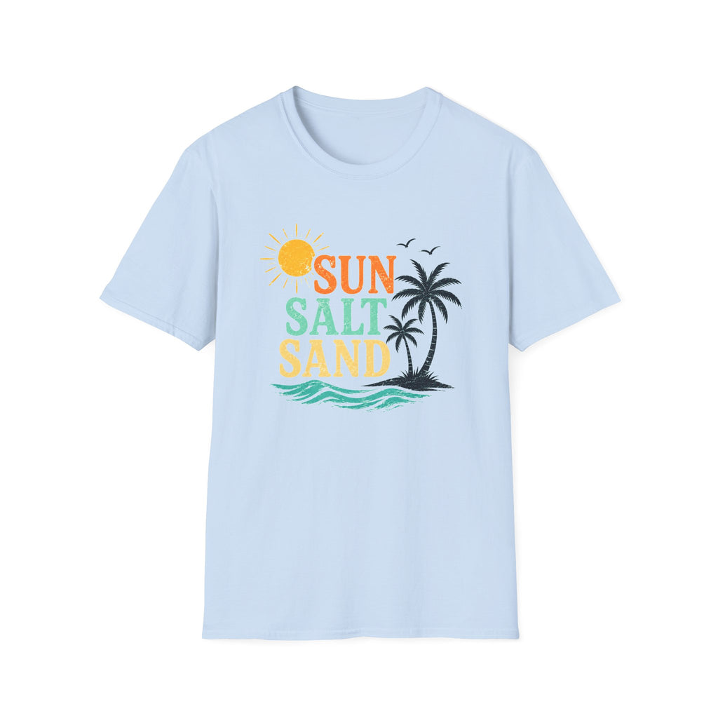 Sun Salt Sand Beach T-Shirt — Palm Tree Summer Vacation Tee
