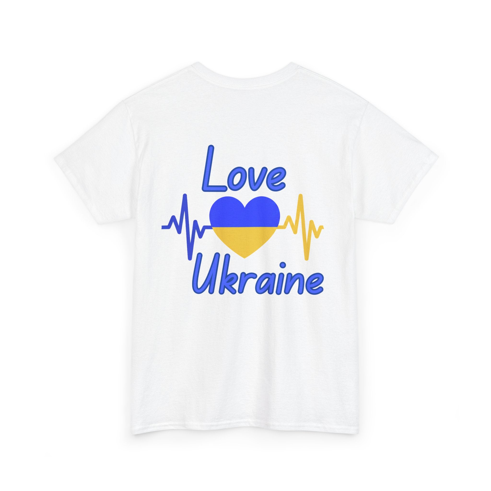 Love Ukraine T-Shirt — Heartbeat Blue & Yellow Support Tee