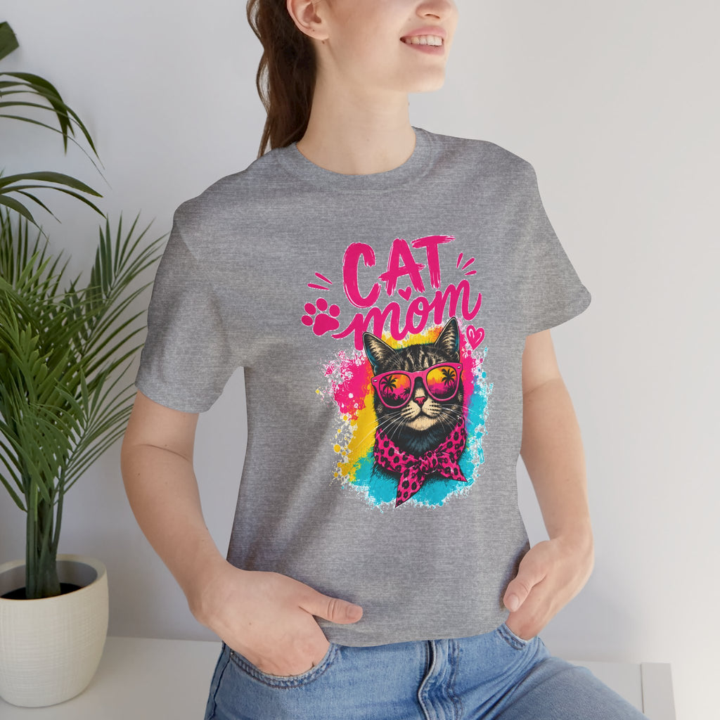 Cat Mom T-Shirt | Funny Cat Mom Gift | Colorful Retro Cat Lover Tee | Cute Cat Graphic Shirt | Unisex Cat Mom Tee