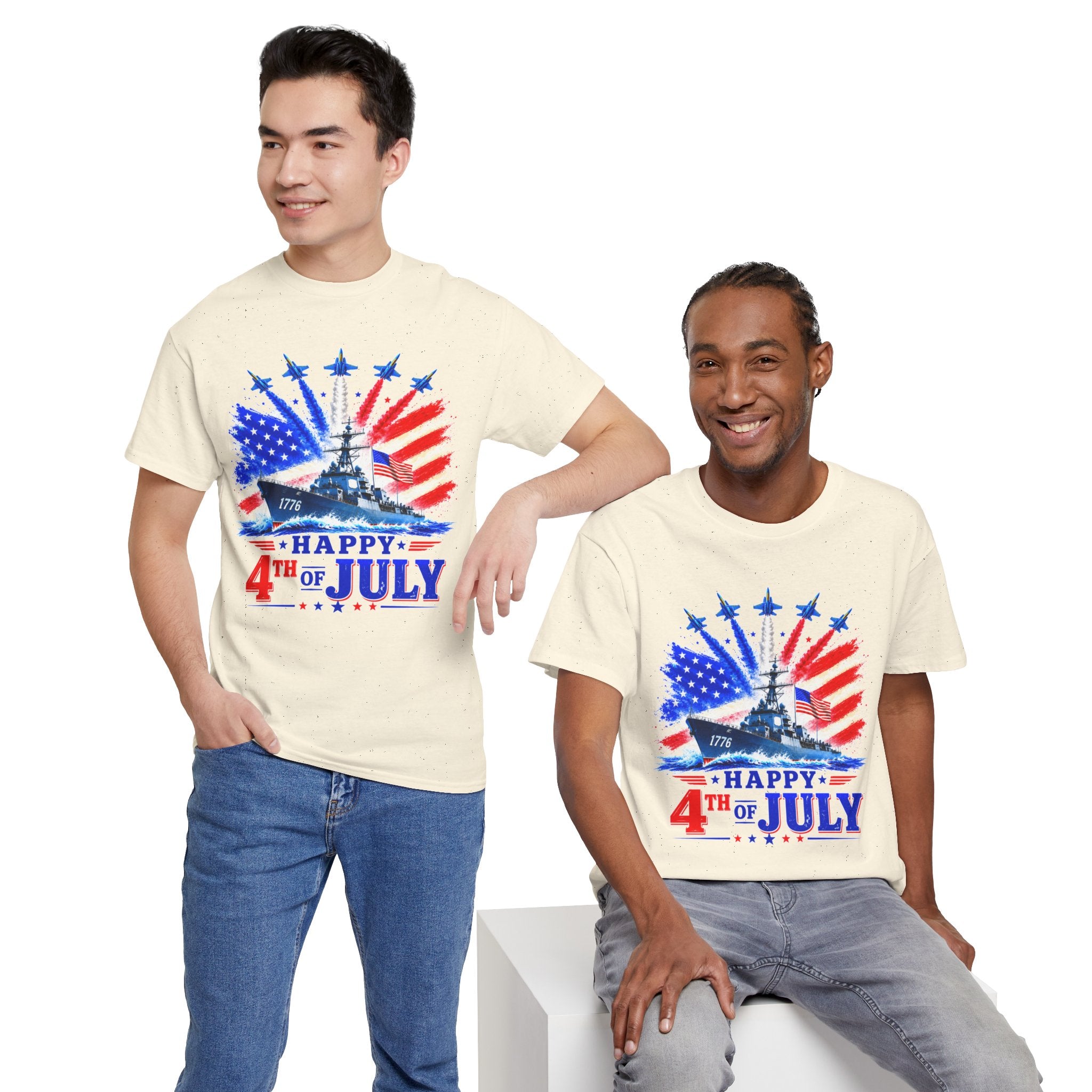 Happy 4th of July Shirt, Patriotic USA Flag Tee, American Eagle & Navy Ship Shirt, Independence Day T-Shirt, Military Pride Gift