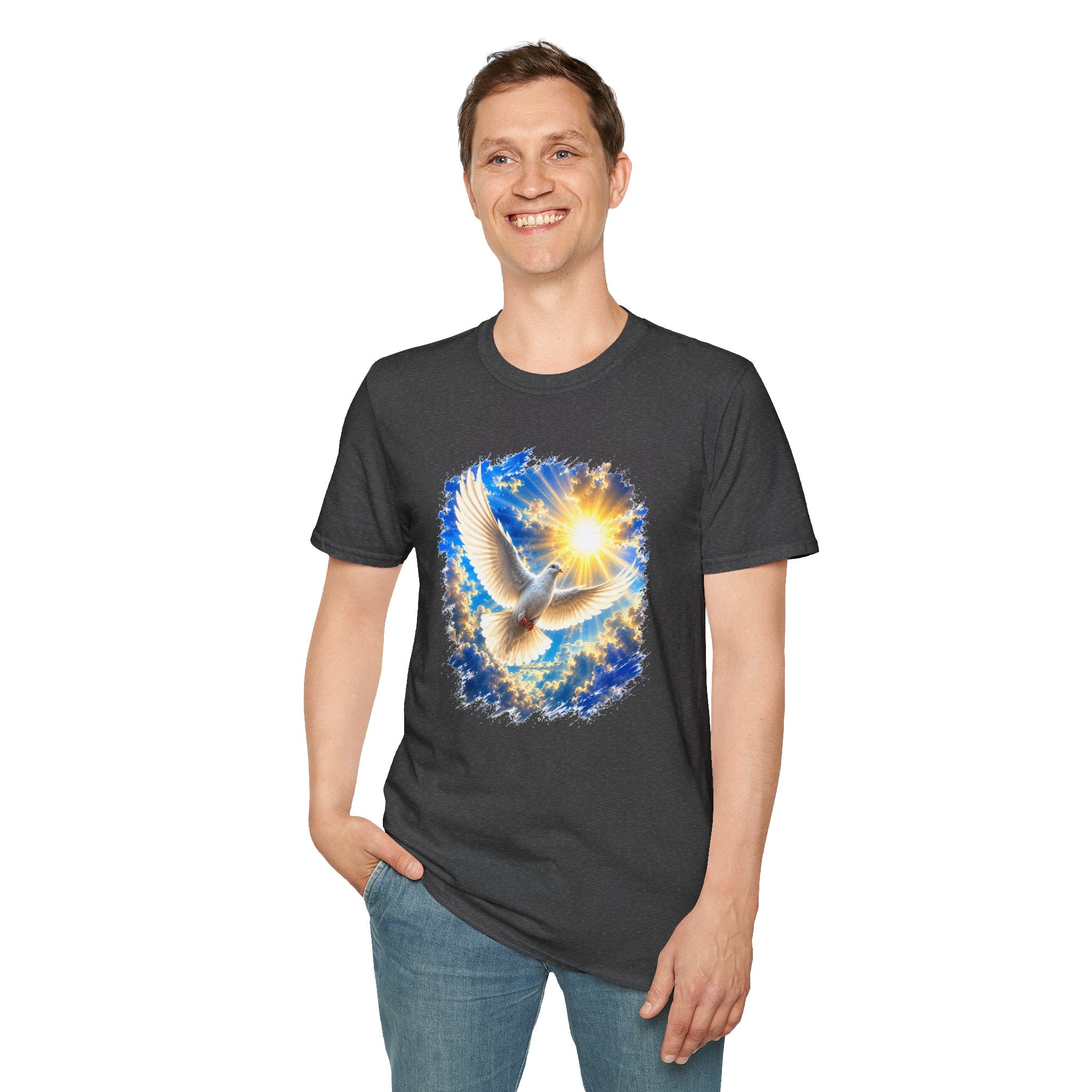Dove of Light T-Shirt | White Dove Graphic Tee | Peace & Hope Shirt | Inspirational Bird Tee | Christian Gift | Unisex Graphic T-Shirt