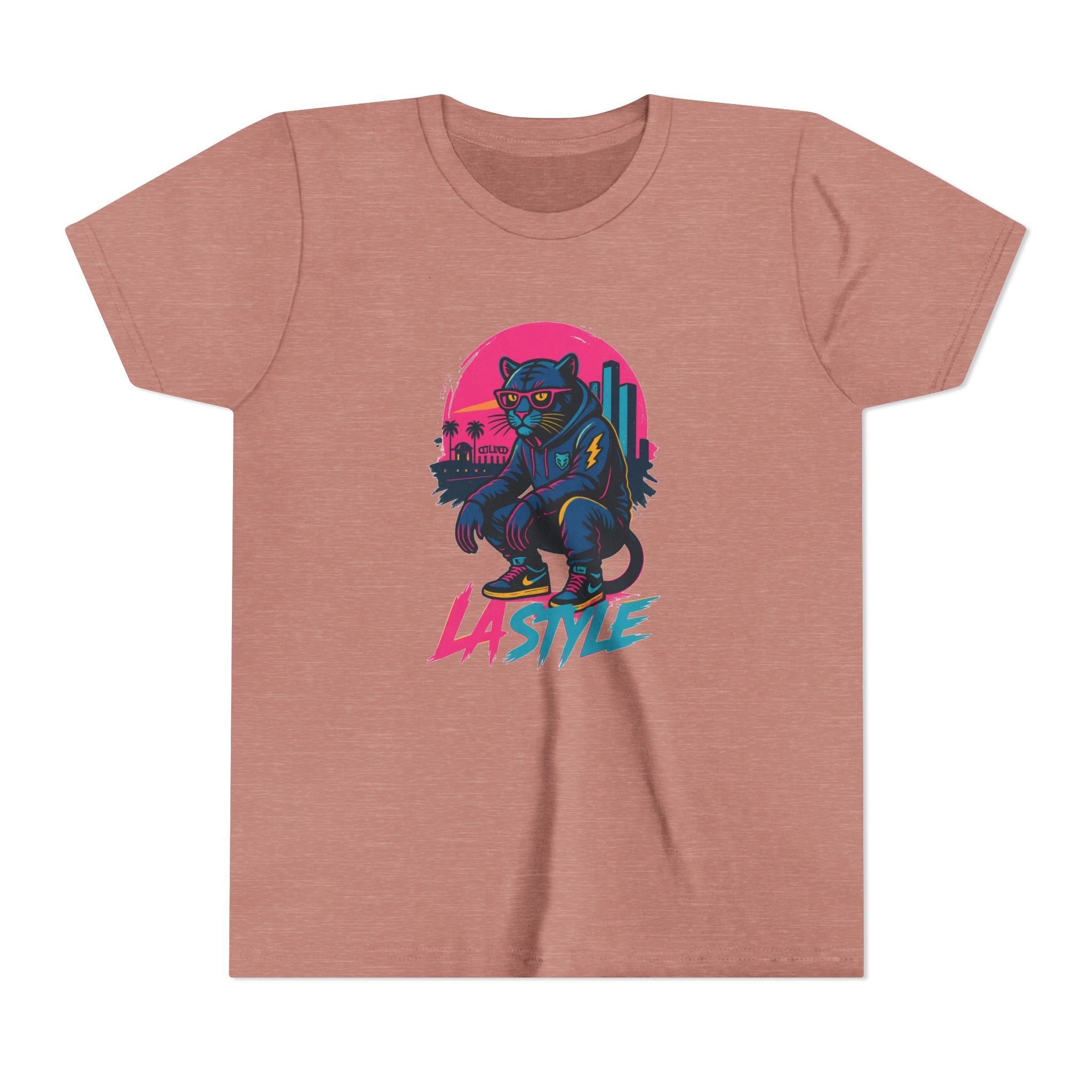 Youth Tee — Retro 'LA Style' Neon Panther Skate Design