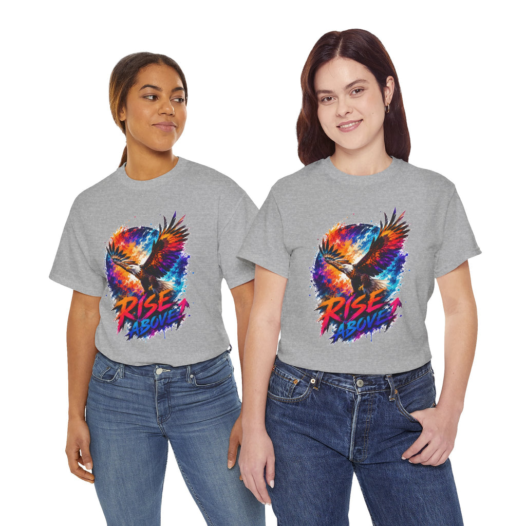 Rise Above Eagle Graphic T-Shirt | Motivational Unisex Tee | Colorful Freedom Bird Shirt