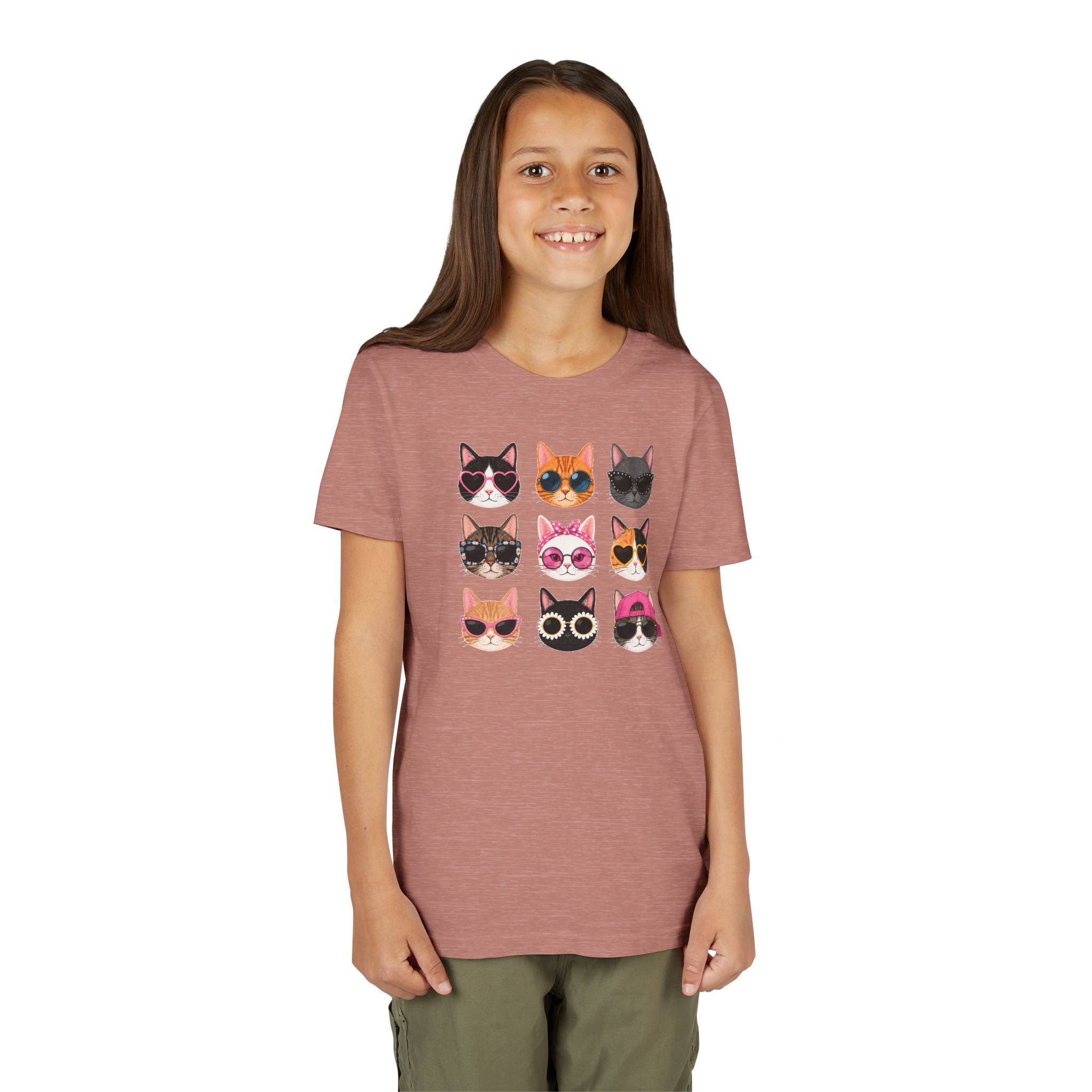 Kids Cat T-Shirt, Cute Cat Faces Shirt, Funny Kitty Tee for Girls & Boys, Cat Lover Gift for Kids, Colorful Cat Graphic Tee