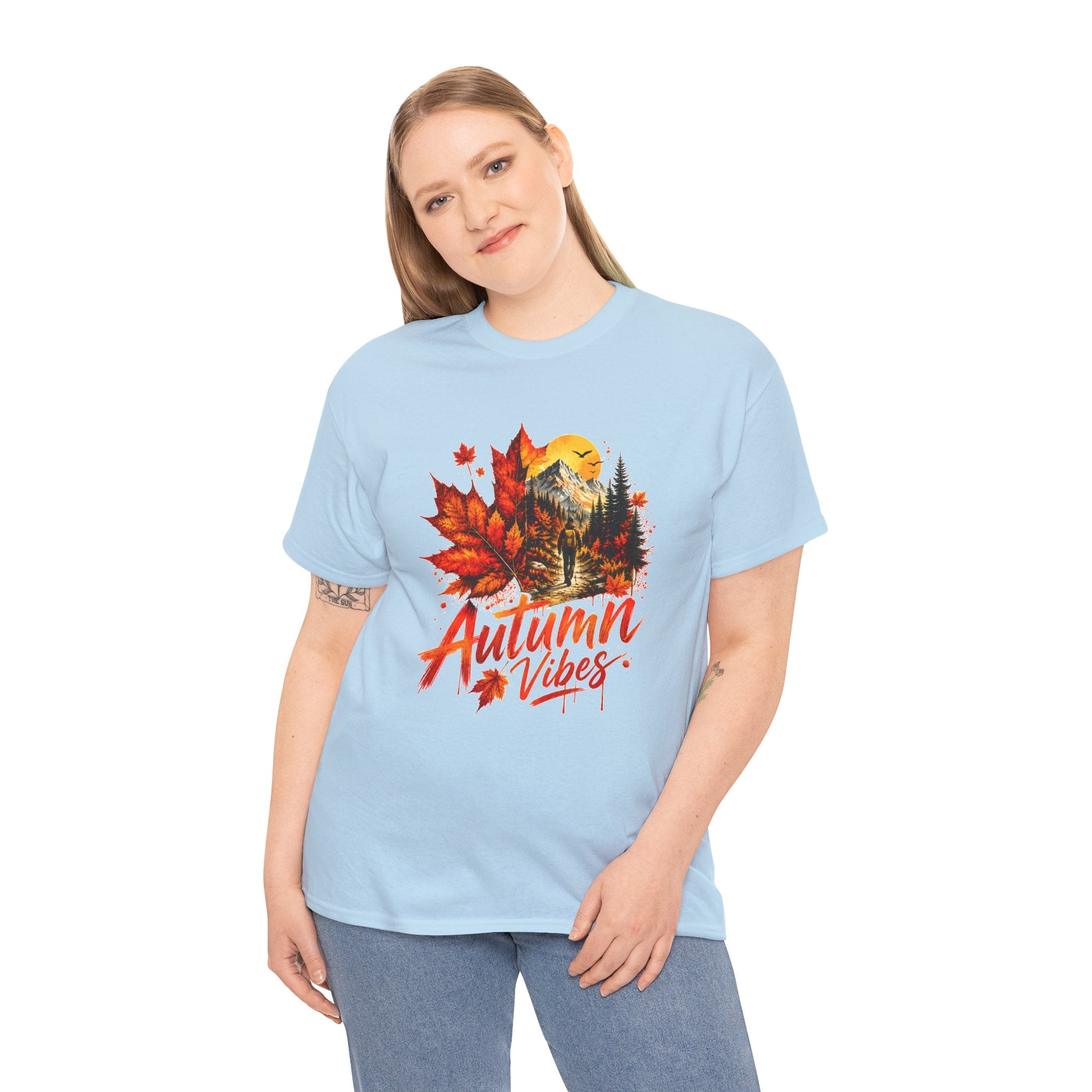 Autumn Vibes Shirt Fall Graphic Tee Colorful Leaves Nature T Shirt Cozy Fall Outfit