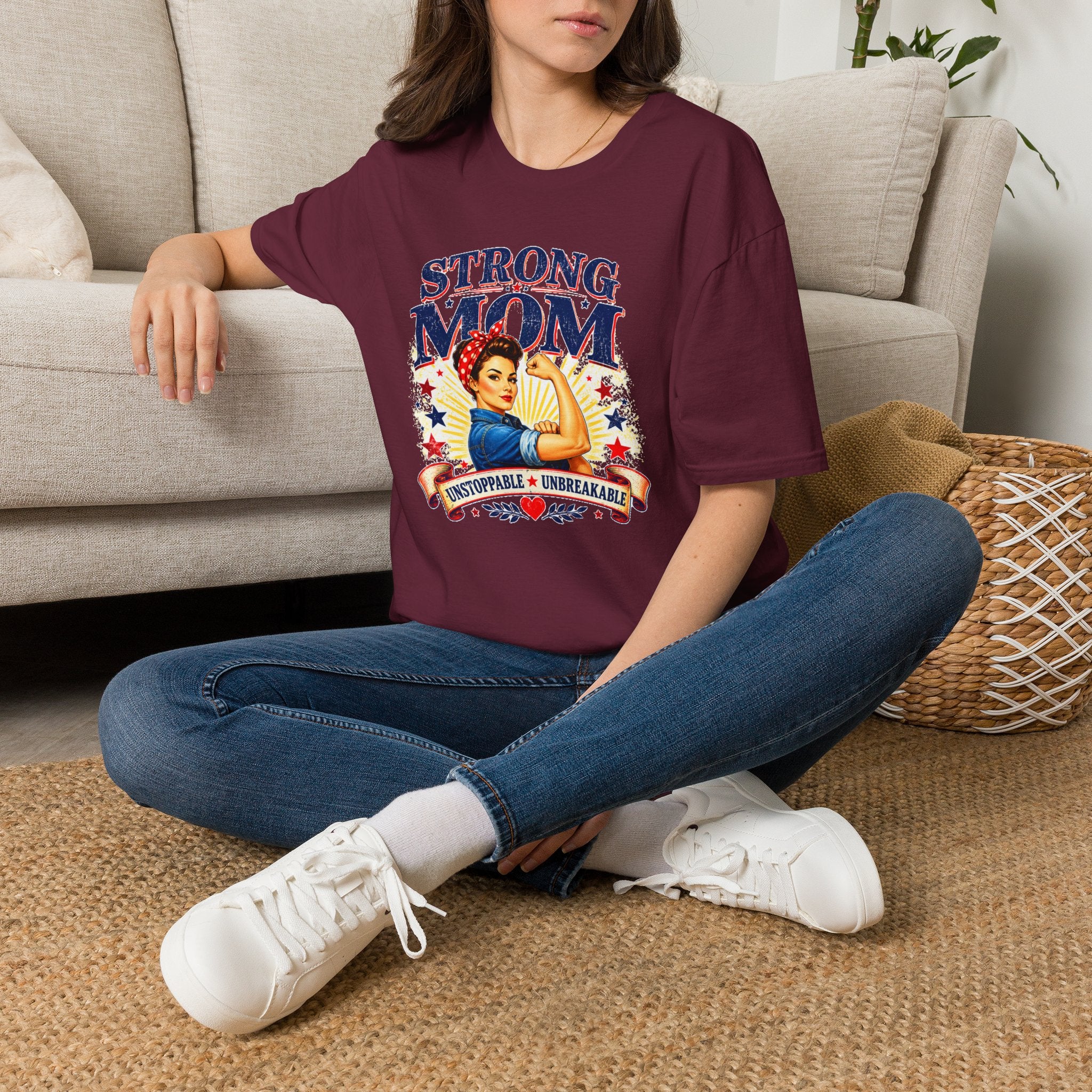 Strong Mom T-Shirt | Retro Vintage Mom Shirt | Empowered Mother Graphic Tee | Gift for Mom | Inspirational Women's T-Shirt