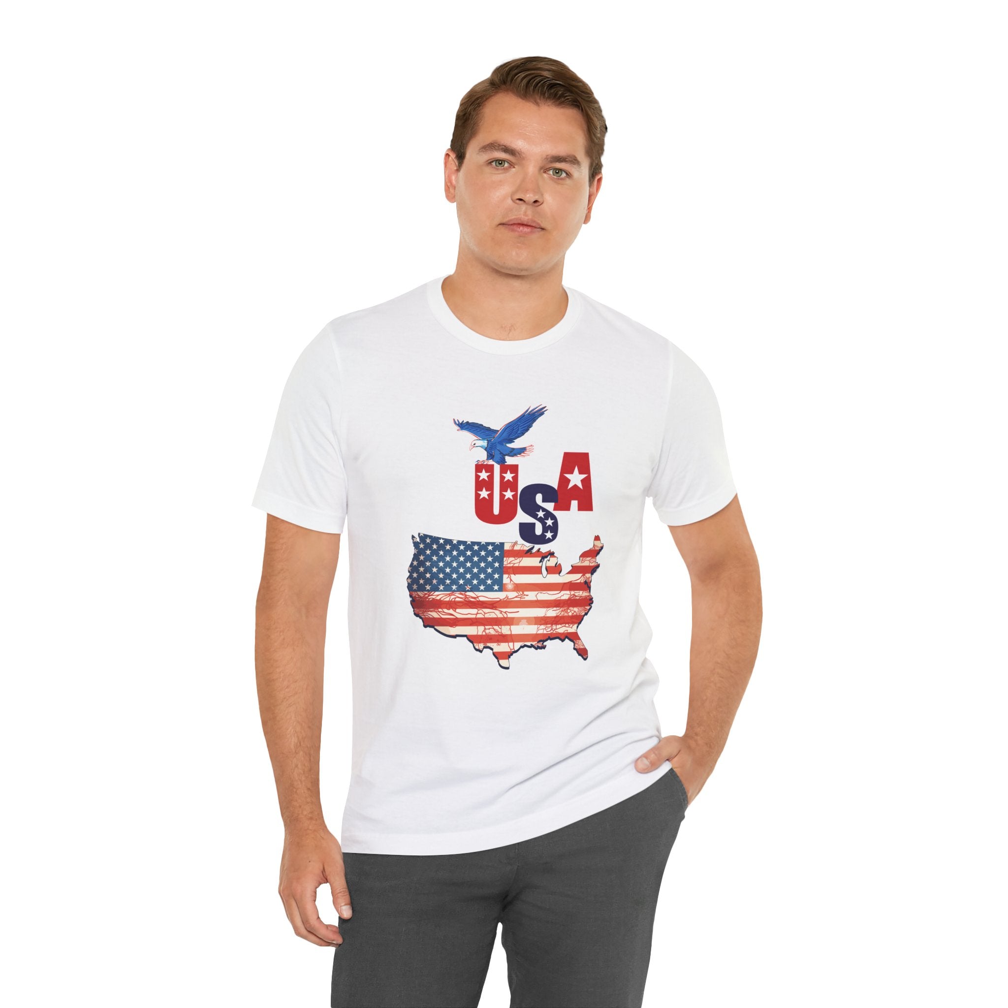 USA Flag Map T-Shirt, Patriotic Eagle Shirt, 4th of July Shirt, American Flag Tee, Independence Day Gift