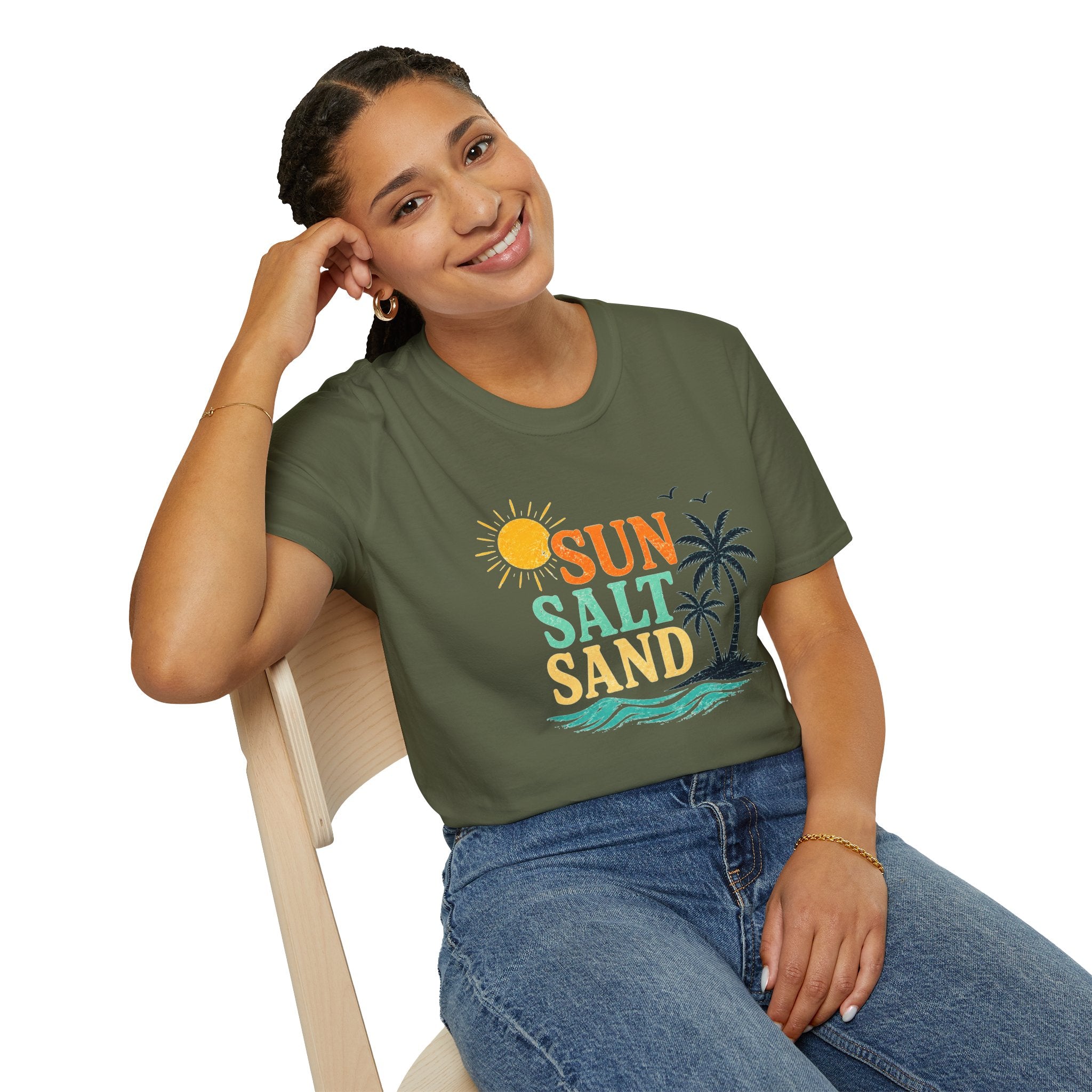 Sun Salt Sand Beach T-Shirt — Palm Tree Summer Vacation Tee