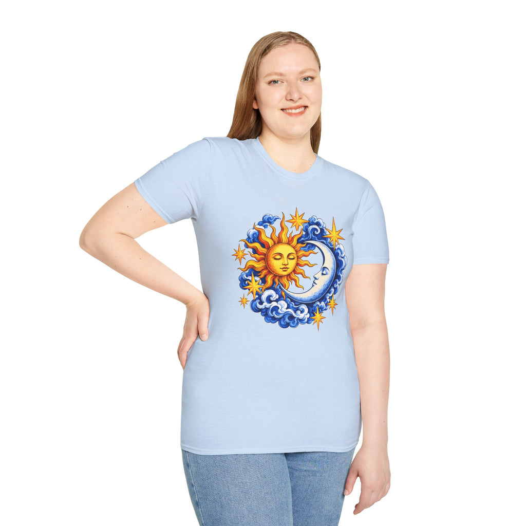 Sun and Moon Graphic T-Shirt — Celestial Boho Solar Lunar Tee