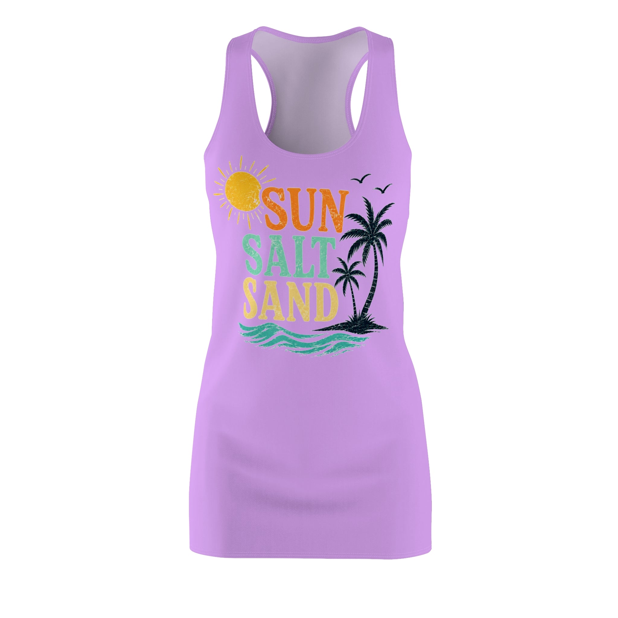 Racerback Dress — "Sun Salt Sand" Tropical Beach Print Summer Dress