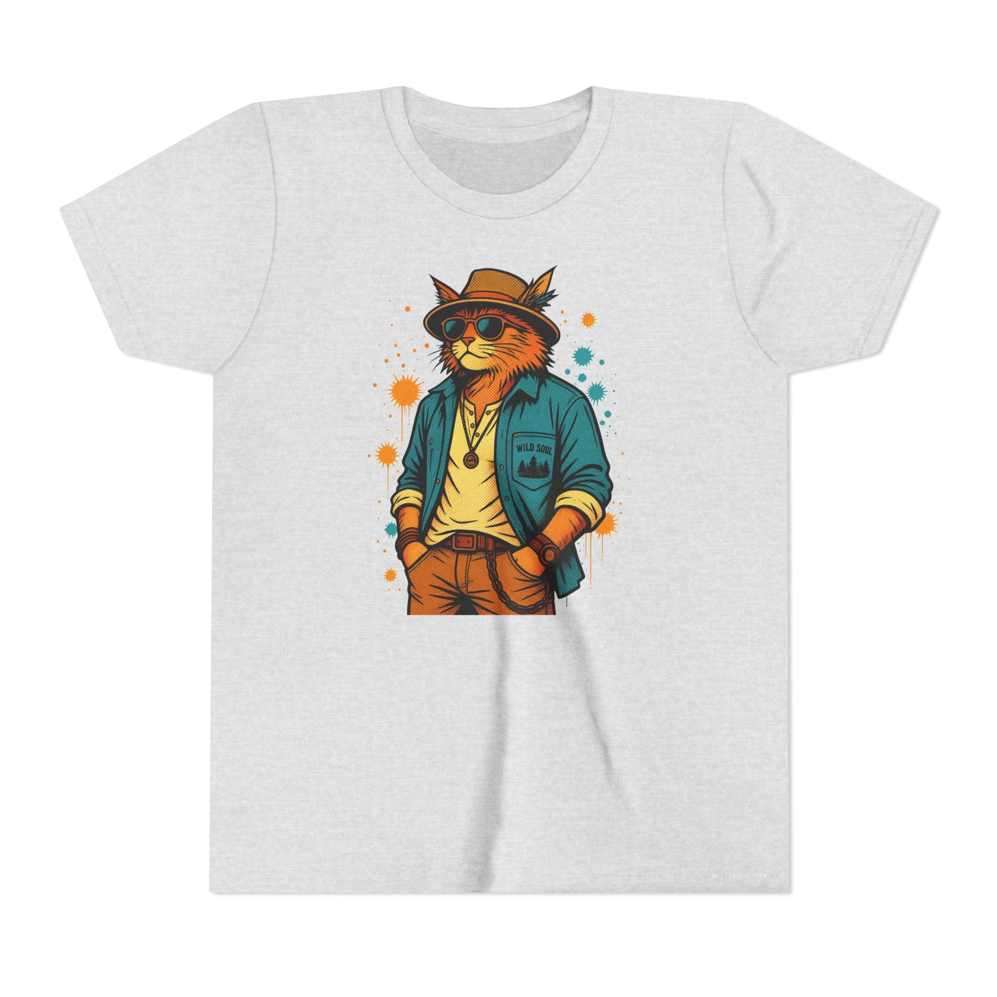 Youth Cat Graphic Tee — Cool Retro Cat in Sunglasses Kids T-Shirt