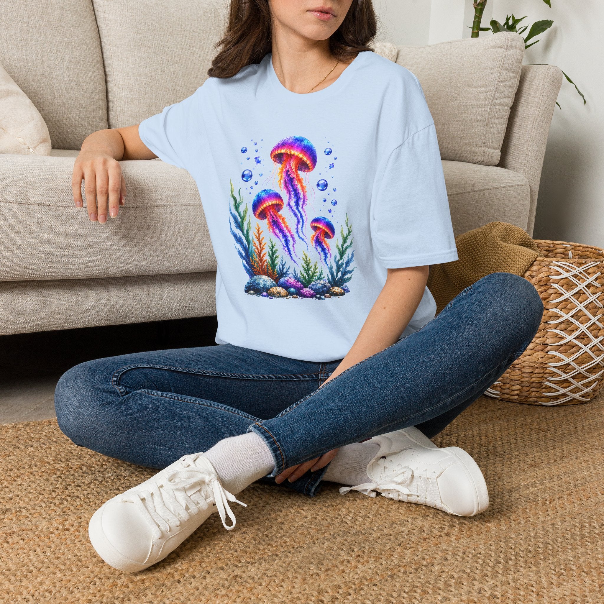 Colorful Jellyfish T-Shirt | Ocean Life Graphic Tee | Neon Sea Creature Shirt | Marine Life Gift | Beach Lover Unisex Tee