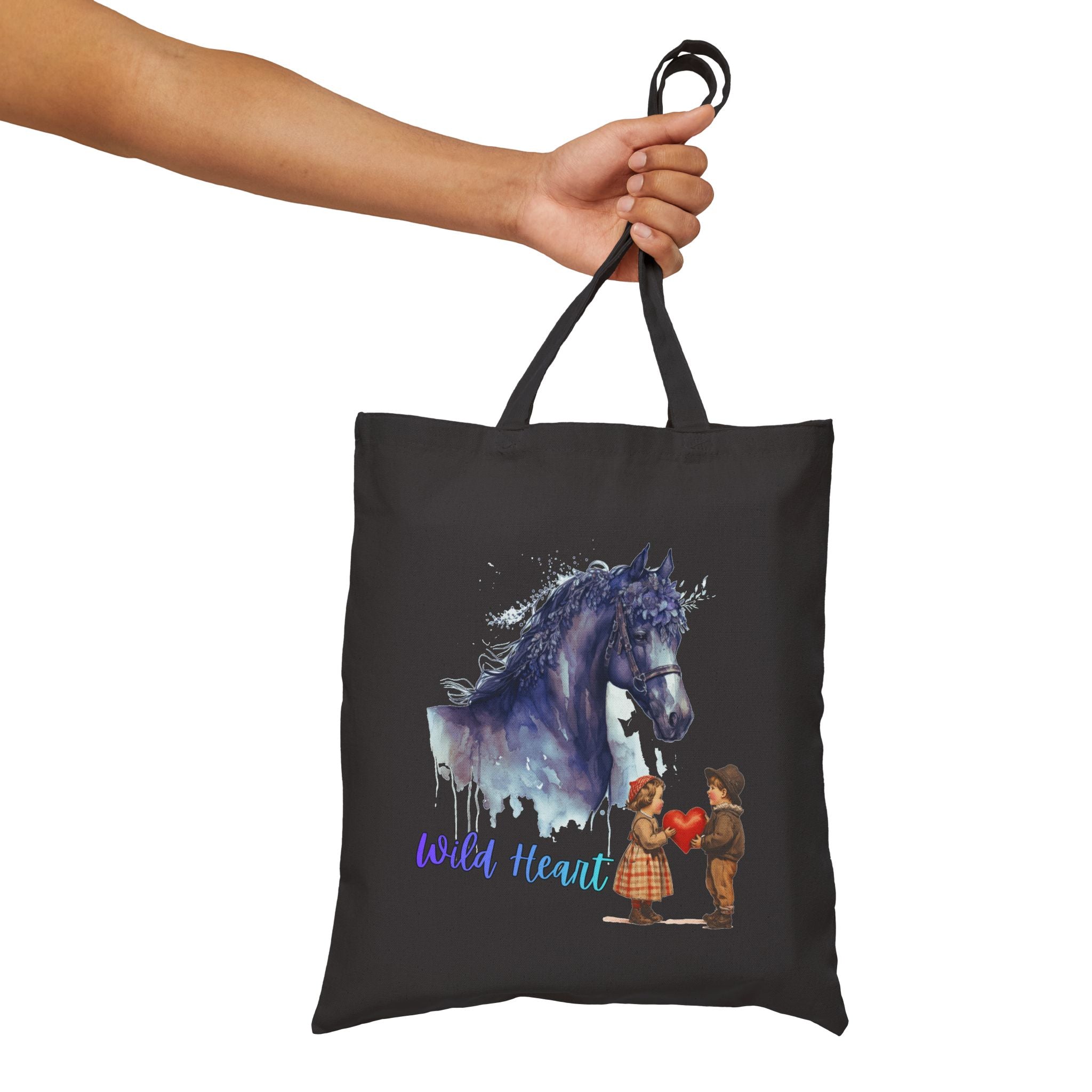 Wild Heart Horse Tote Bag, Horse Lover Gift, Romantic Canvas Tote, Valentine Gift, Cute Horse Bag