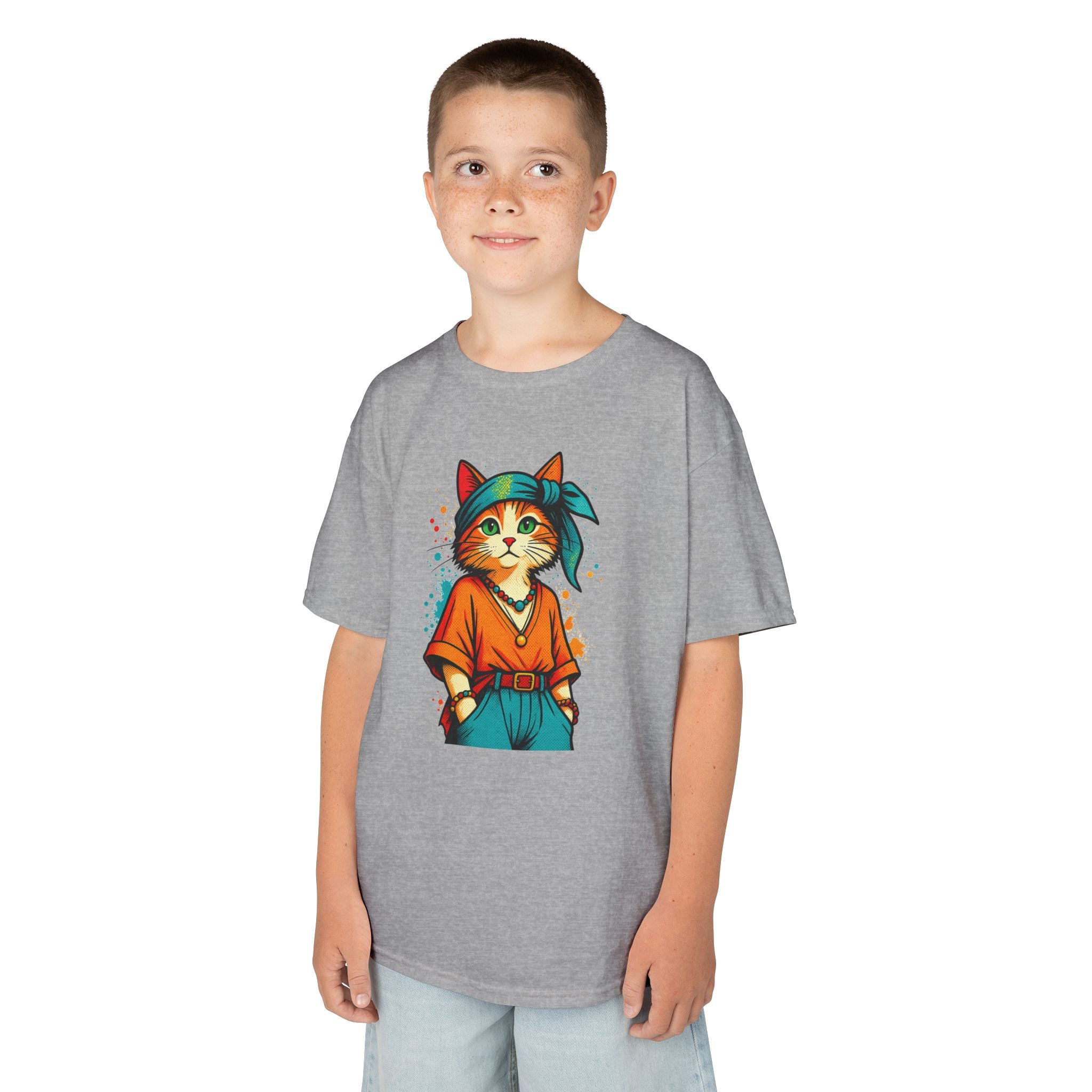 Kid's Retro Cat Tee — Cool Cat Graphic Shirt for Kids