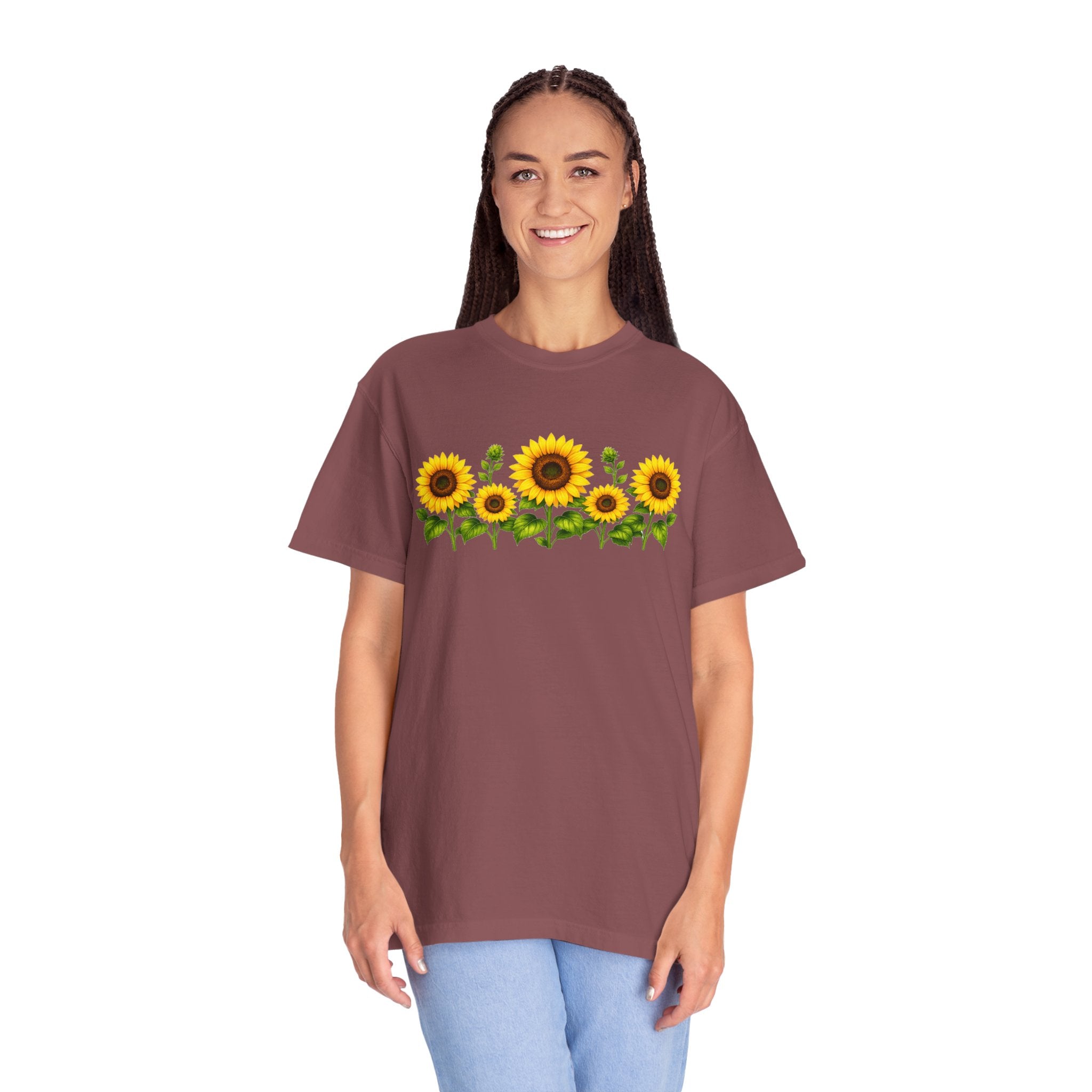 Sunflower Shirt for Women, Sunflower T-Shirt, Floral Graphic Tee, Botanical Shirt, Wildflower Tee, Comfort Colors 1717