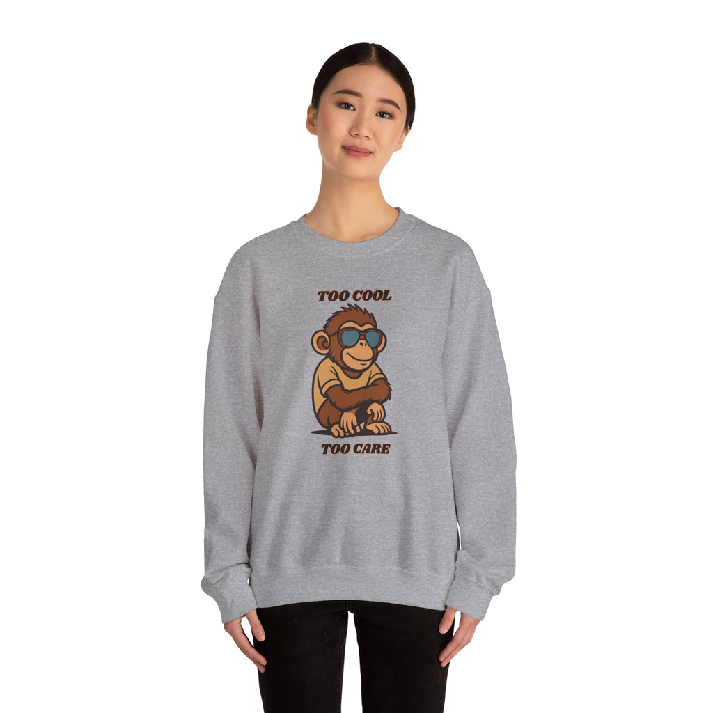 Too Cool Too Care Monkey Sweatshirt — Cute Sunglasses Ape Crewneck