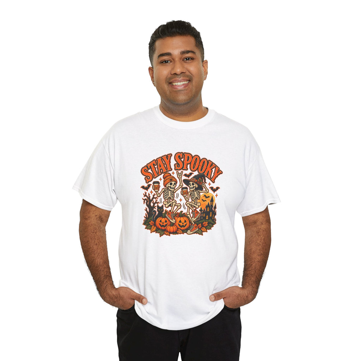 Stay Spooky Halloween Shirt | Dancing Skeleton Pumpkin Graphic Tee