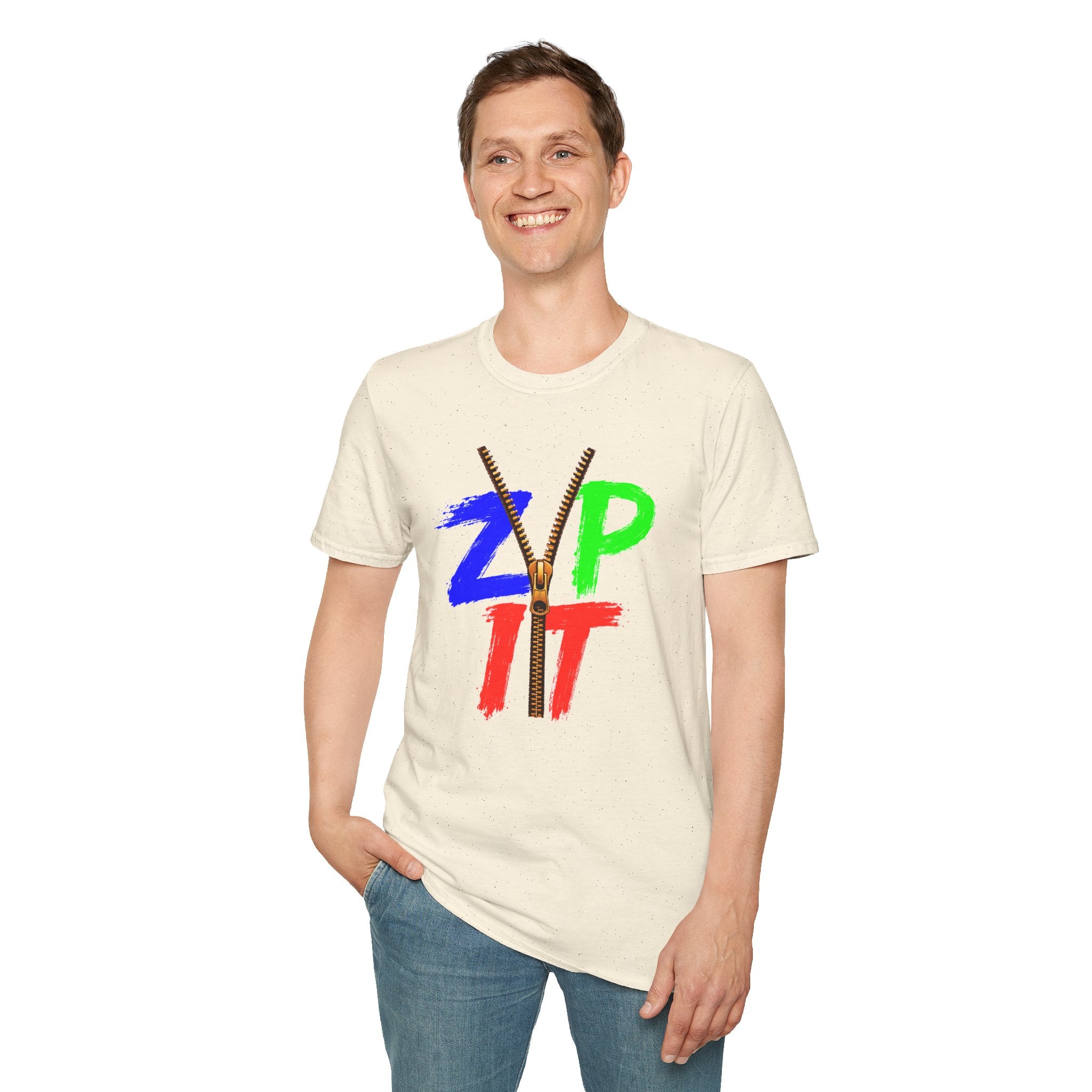 Zip It T-Shirt — Bold Color Zipper Graphic Tee