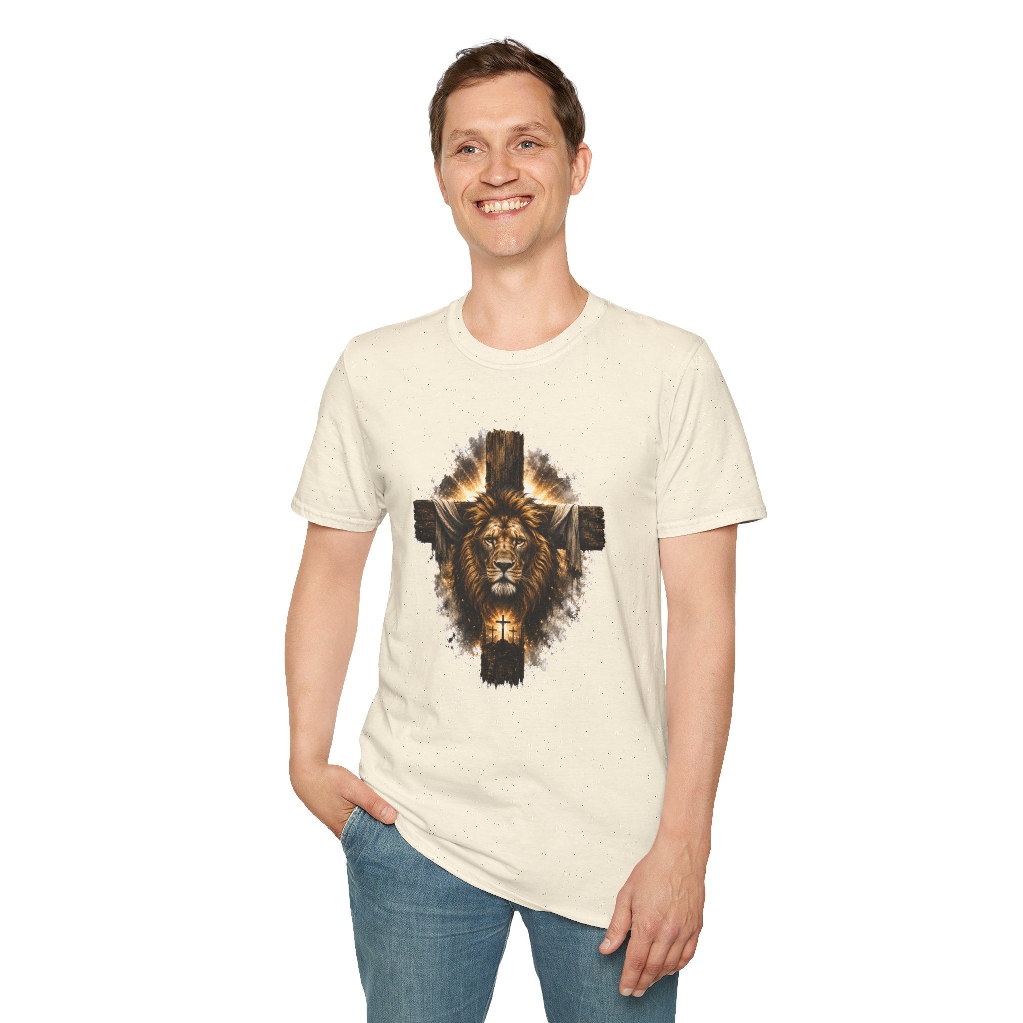 Lion Cross T-Shirt, Christian Faith Shirt, Lion of Judah Graphic Tee, Religious Gift
