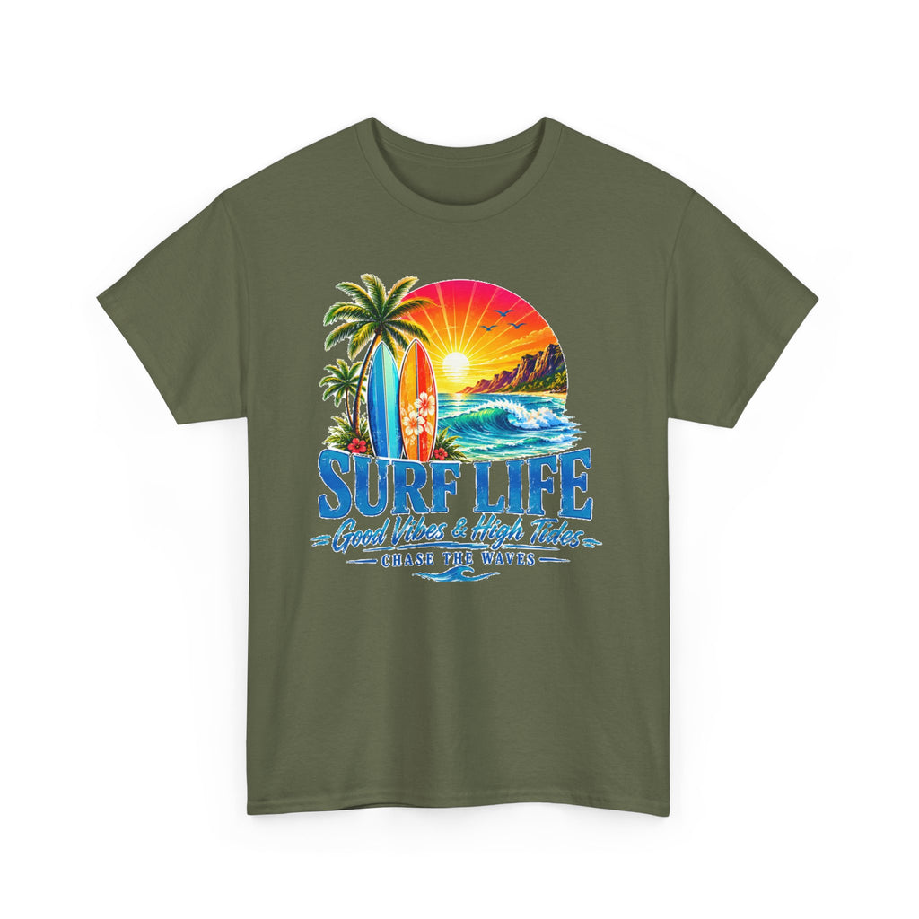 Surf Life T-Shirt | Vintage Beach Sunset Tee | Coastal Graphic Shirt | Surfing Lover Gift | Ocean Vacation Unisex Tee