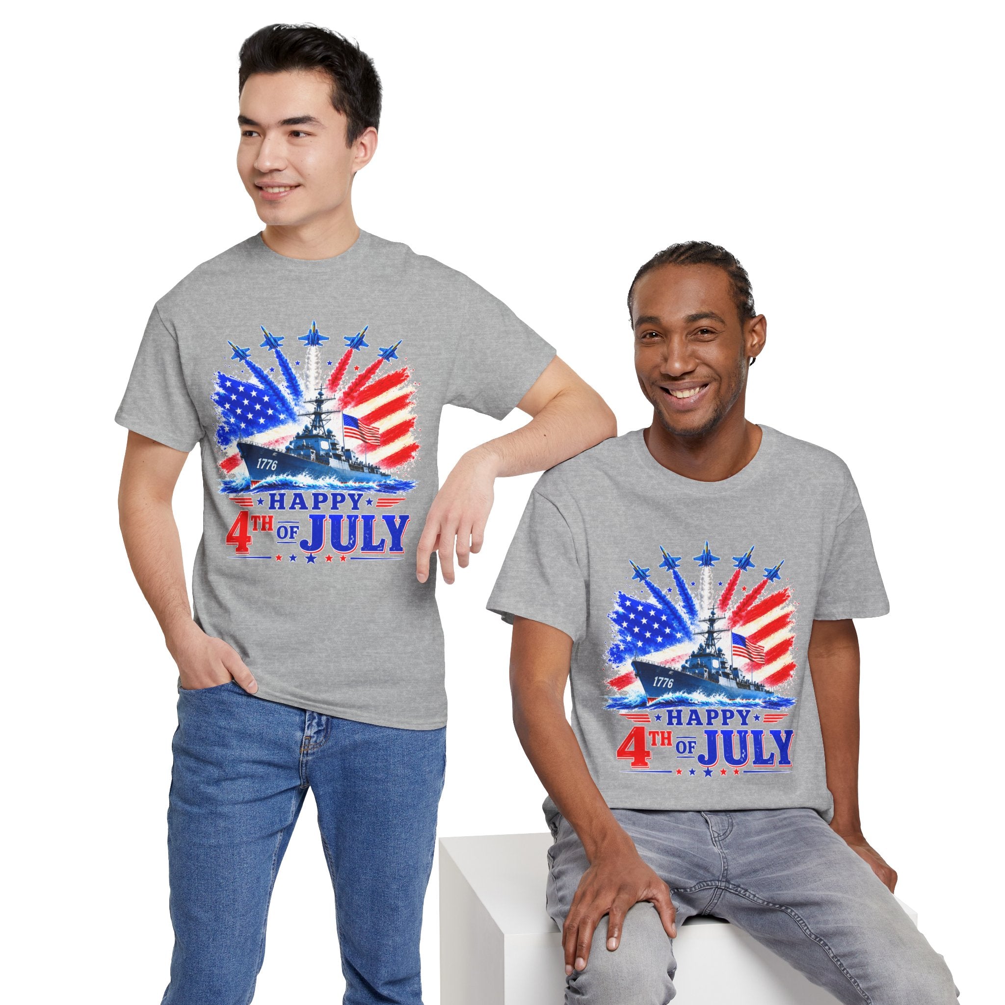 Happy 4th of July Shirt, Patriotic USA Flag Tee, American Eagle & Navy Ship Shirt, Independence Day T-Shirt, Military Pride Gift