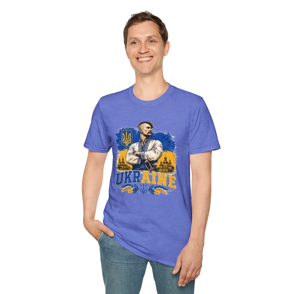 T-Shirt — Ukraine Cossack Patriotic Tee with Tryzub Crest