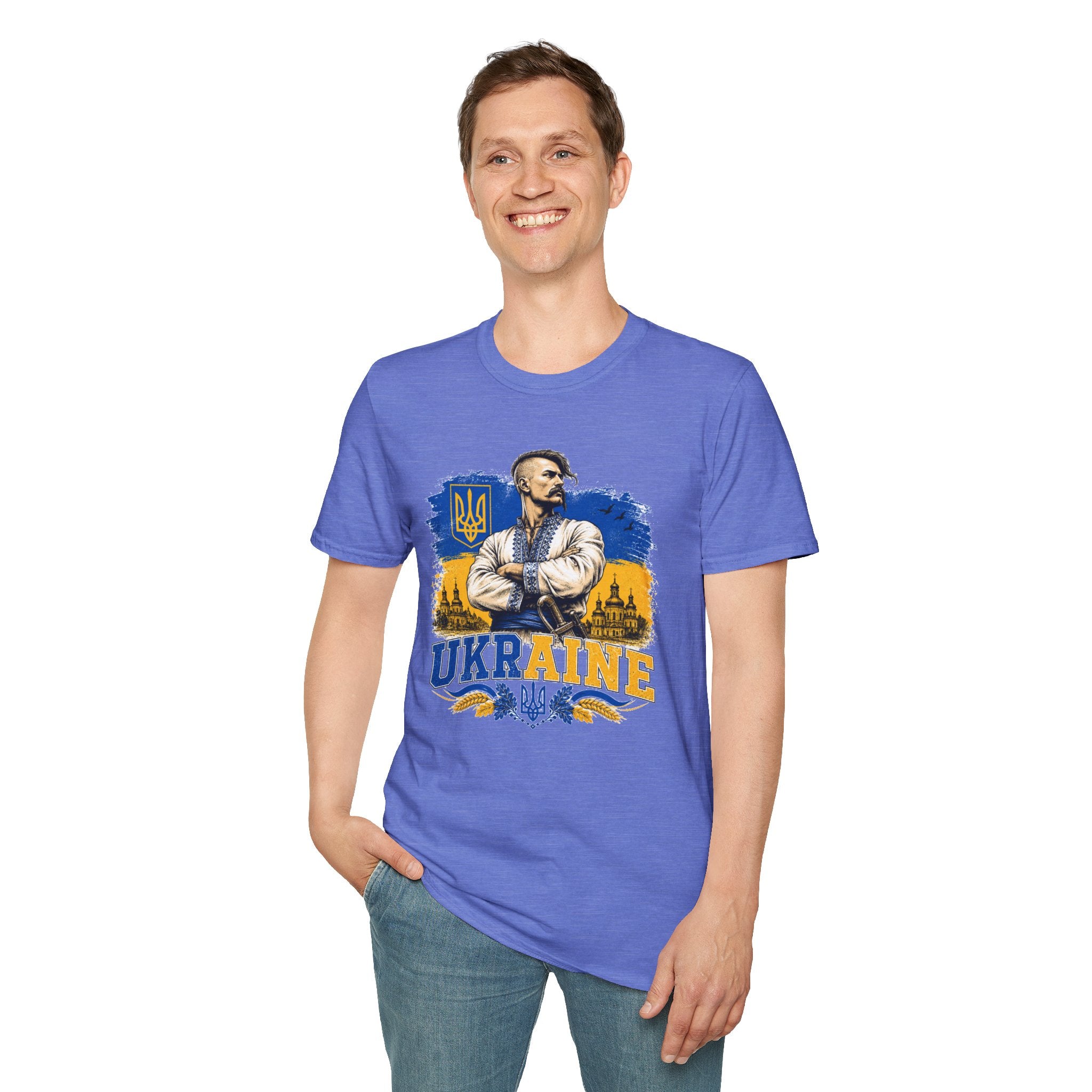T-Shirt — Ukraine Cossack Patriotic Tee with Tryzub Crest