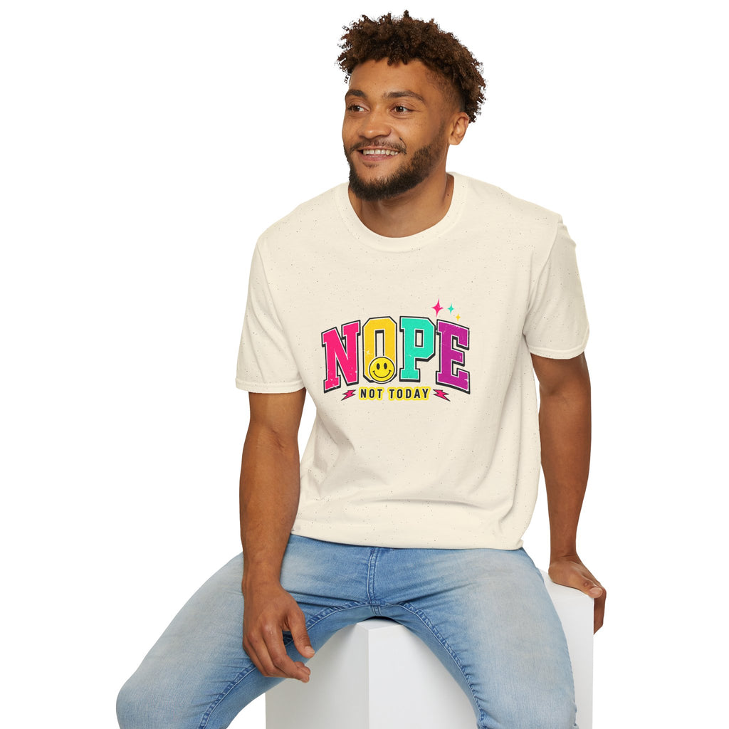 Nope Not Today T-Shirt — Retro Colorful Graphic Tee with Smiley