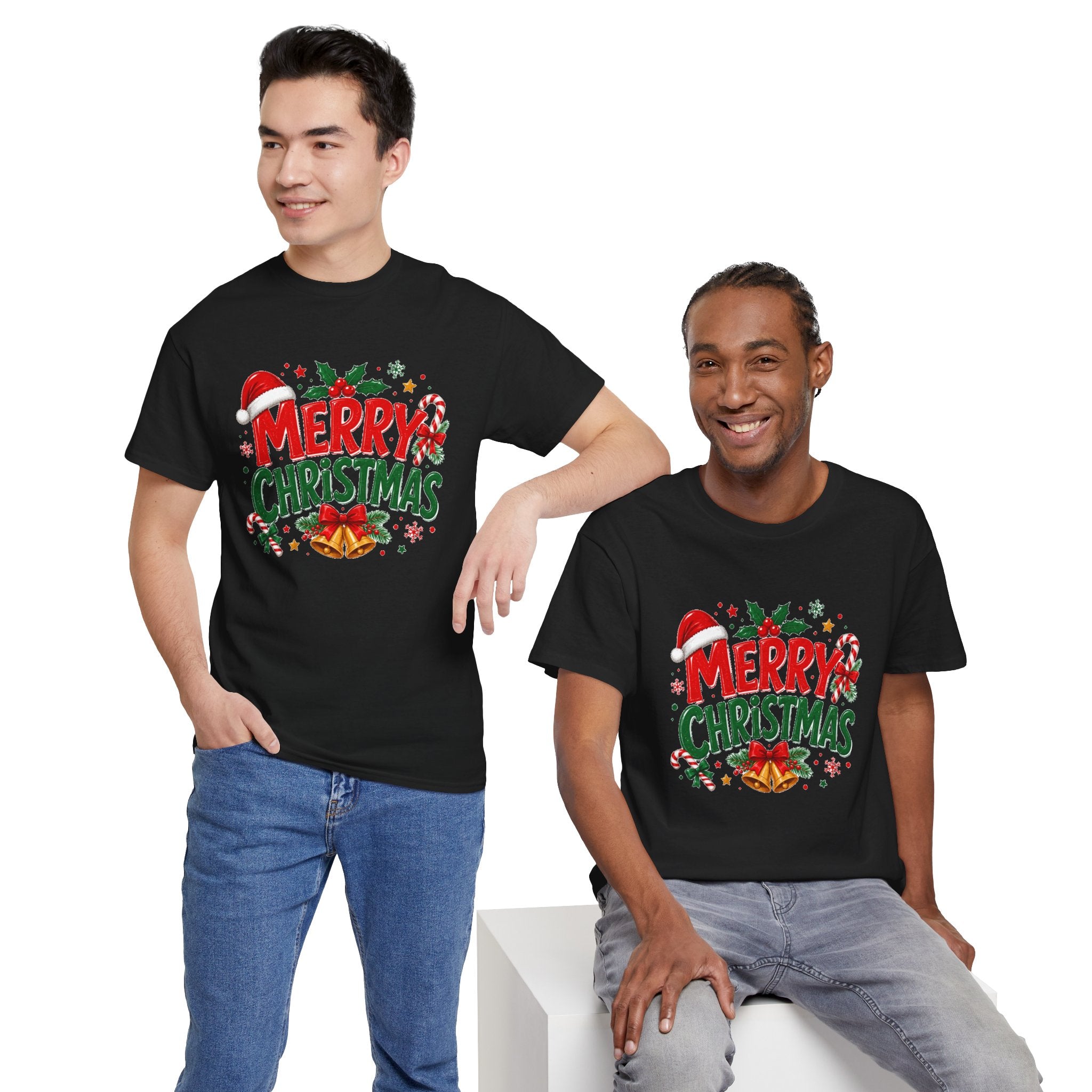 Merry Christmas Shirt, Christmas Graphic Tee, Santa Hat T-Shirt, Holiday Party Shirt, Xmas Gift for Men Women