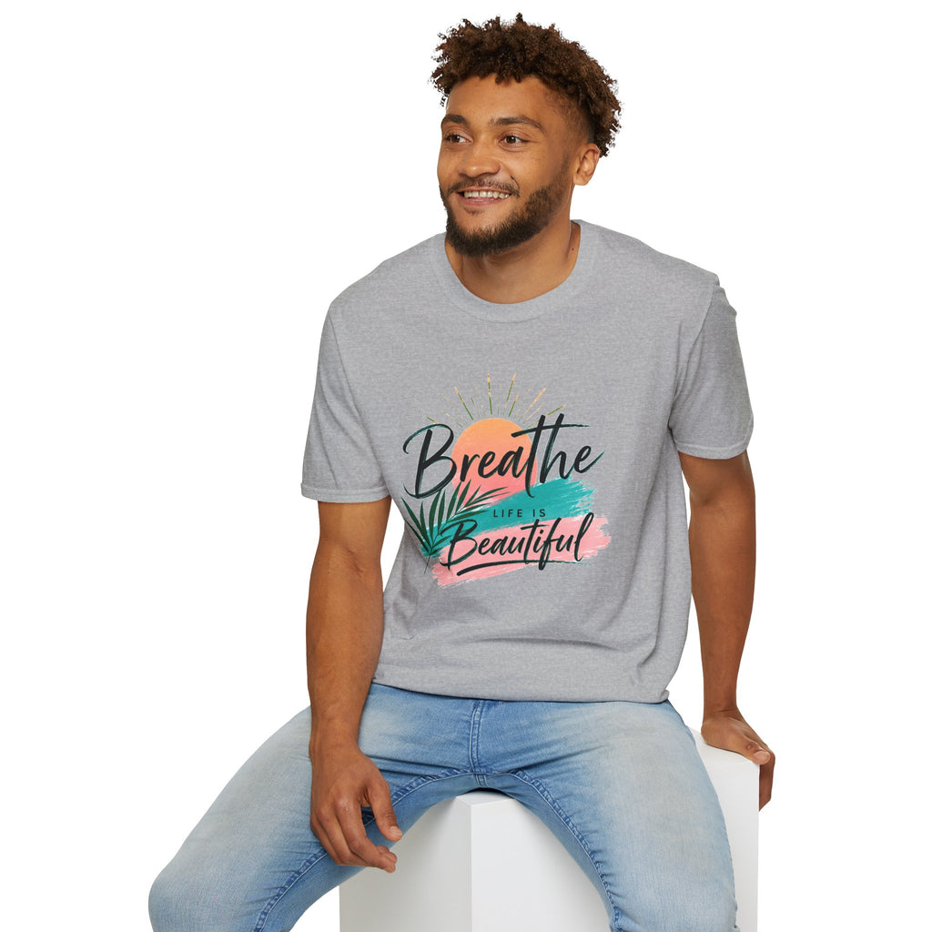 Breathe Life Is Beautiful Shirt, Inspirational T-Shirt for Women, Positive Quote Tee, Motivational Graphic Tee, Summer Vacation Shirt, Gift for Her