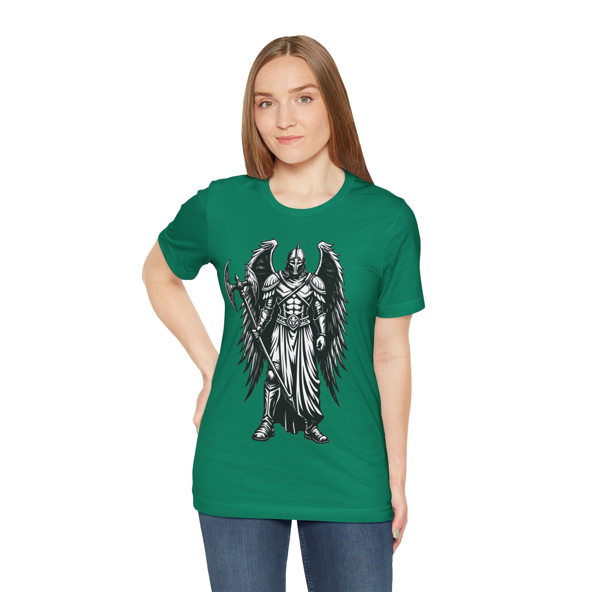 Angel of War Graphic Tee — Winged Knight Armor T-Shirt