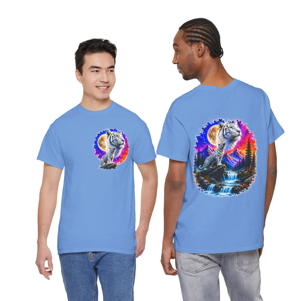 White Tiger Moon T-Shirt | Colorful Wildlife Graphic Tee | Big Cat Lover Gift | Unisex Nature Shirt