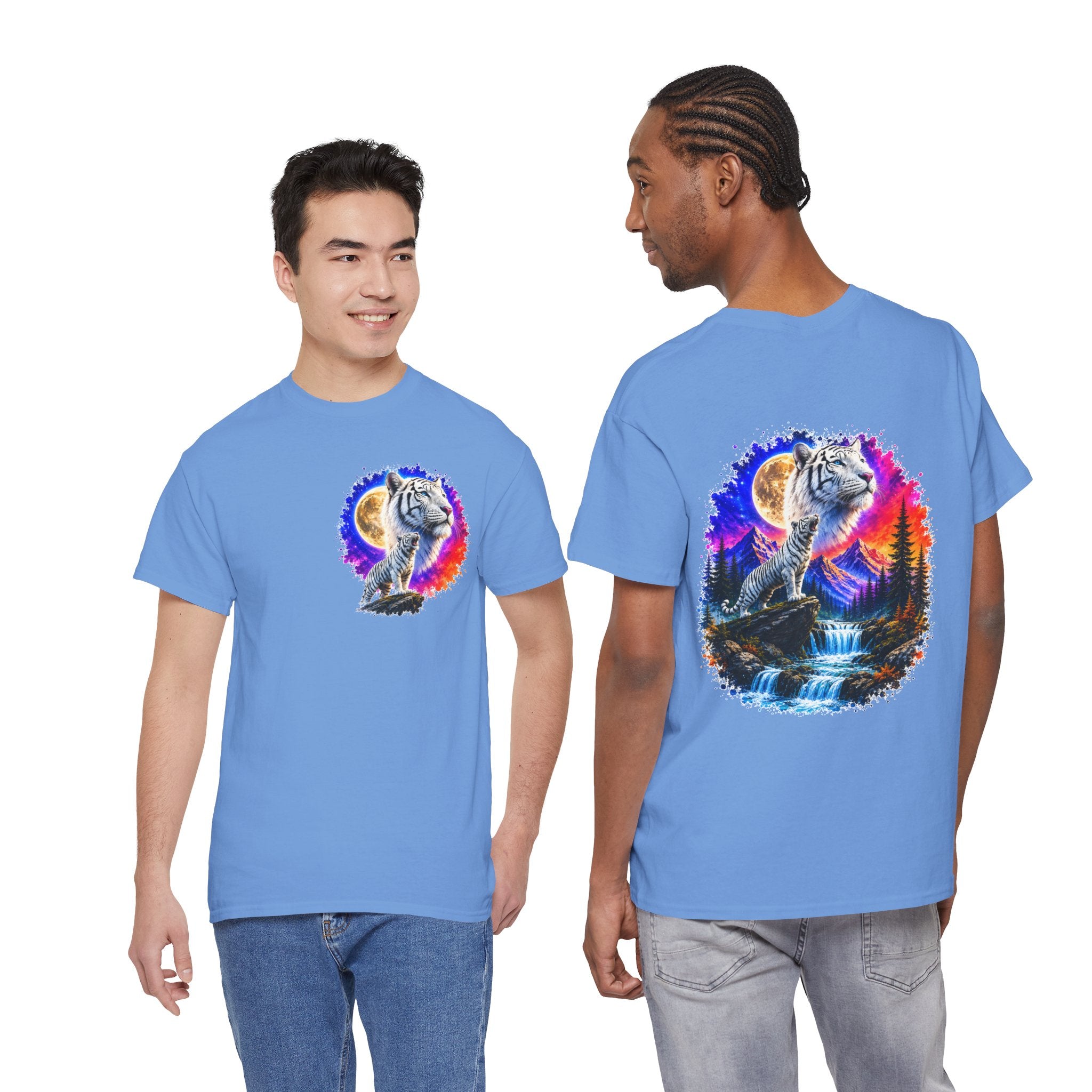 White Tiger Moon T-Shirt | Colorful Wildlife Graphic Tee | Big Cat Lover Gift | Unisex Nature Shirt