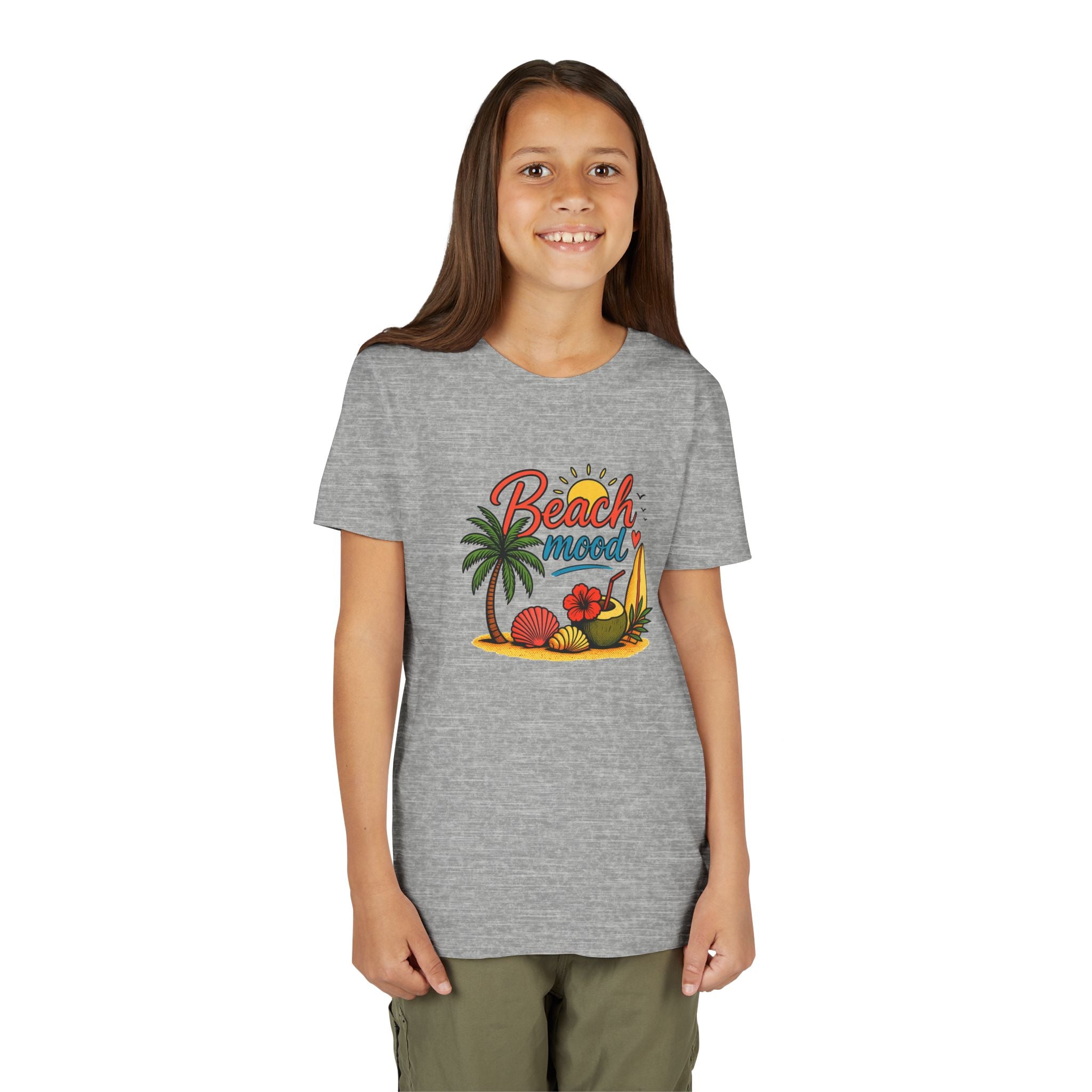 Youth T-Shirt – "Beach Mood" Surf & Palm Tree Summer Tee