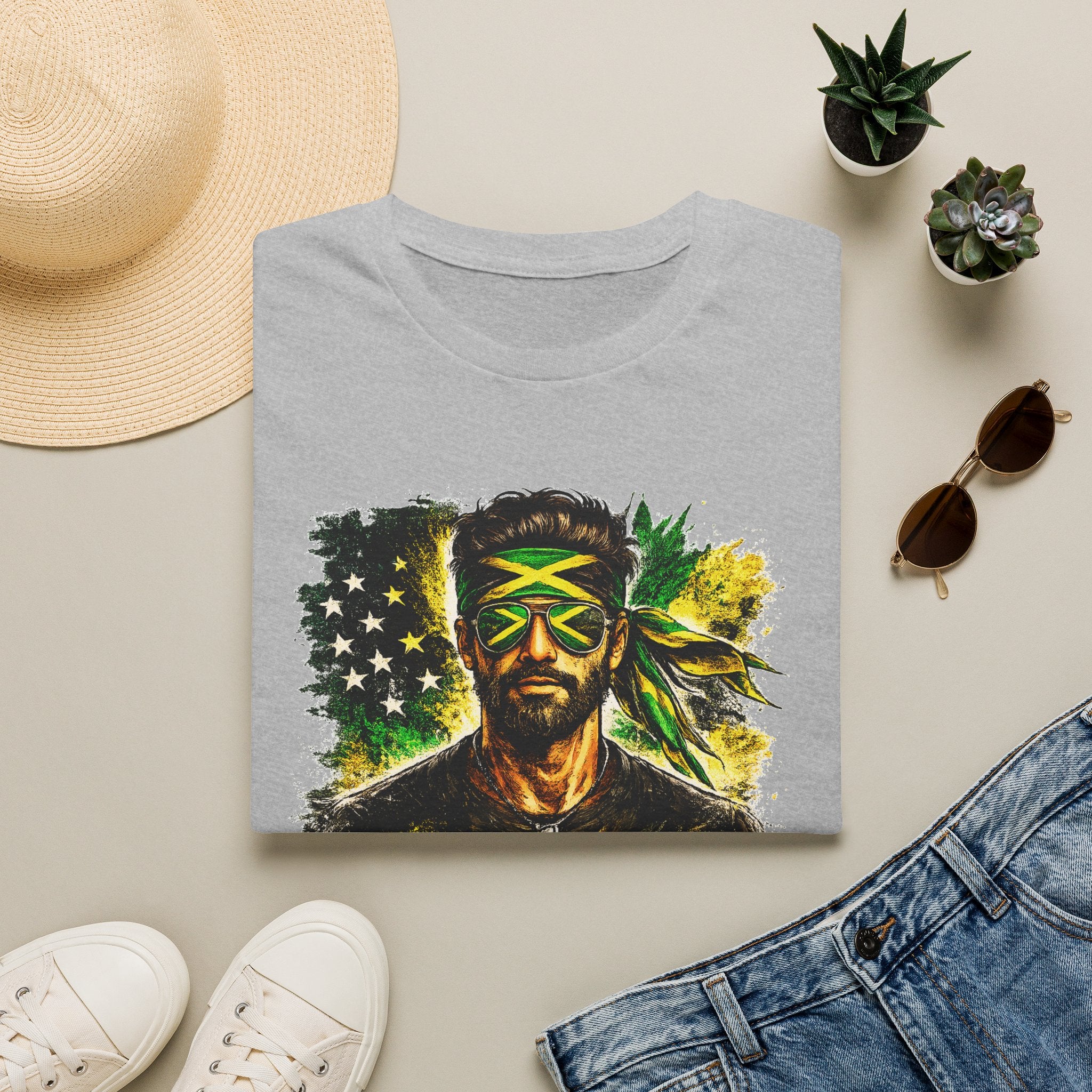 Jamaican Flag Portrait T-Shirt — Reggae Vibe Graphic Tee