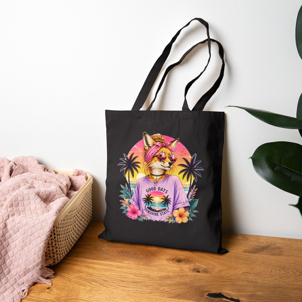 Tote Bag — Retro Tropical Corgi 'Good Days' Canvas Tote